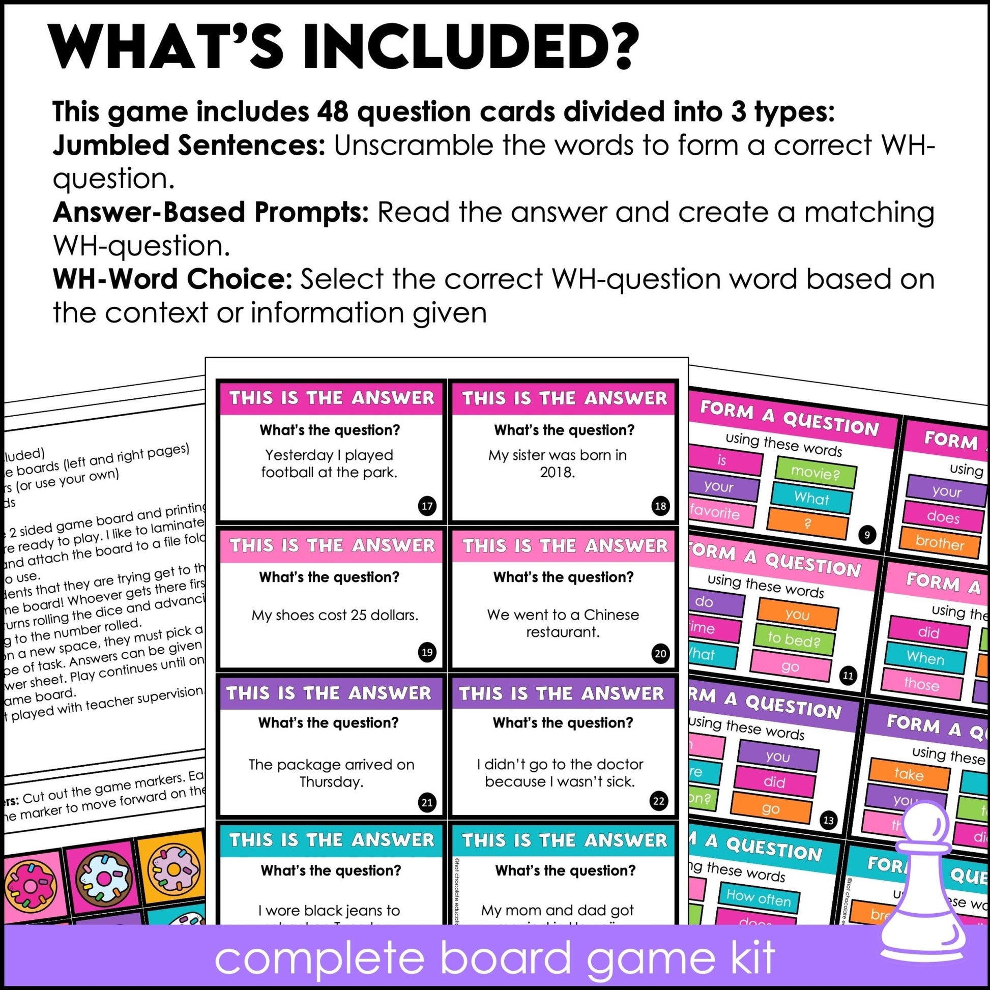 Question Building Board Game | WH Questions | Forming Questions - Hot Chocolate Teachables