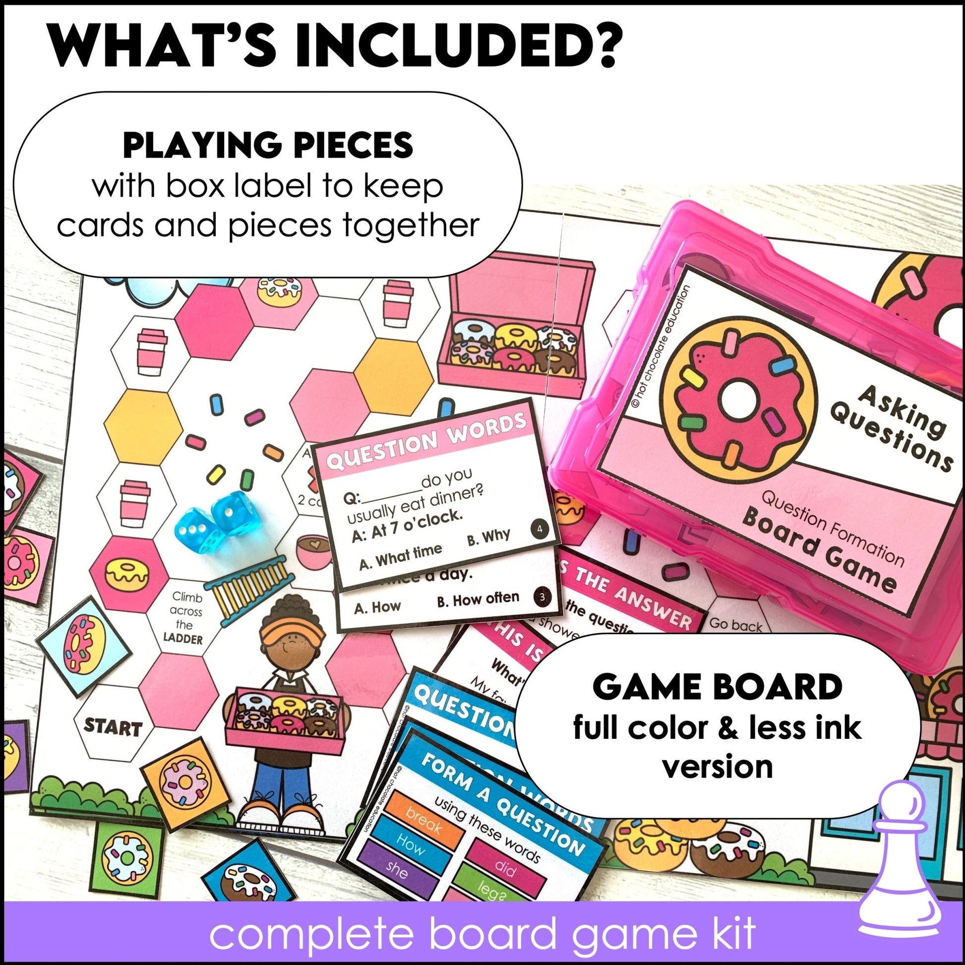 Question Building Board Game | WH Questions | Forming Questions - Hot Chocolate Teachables