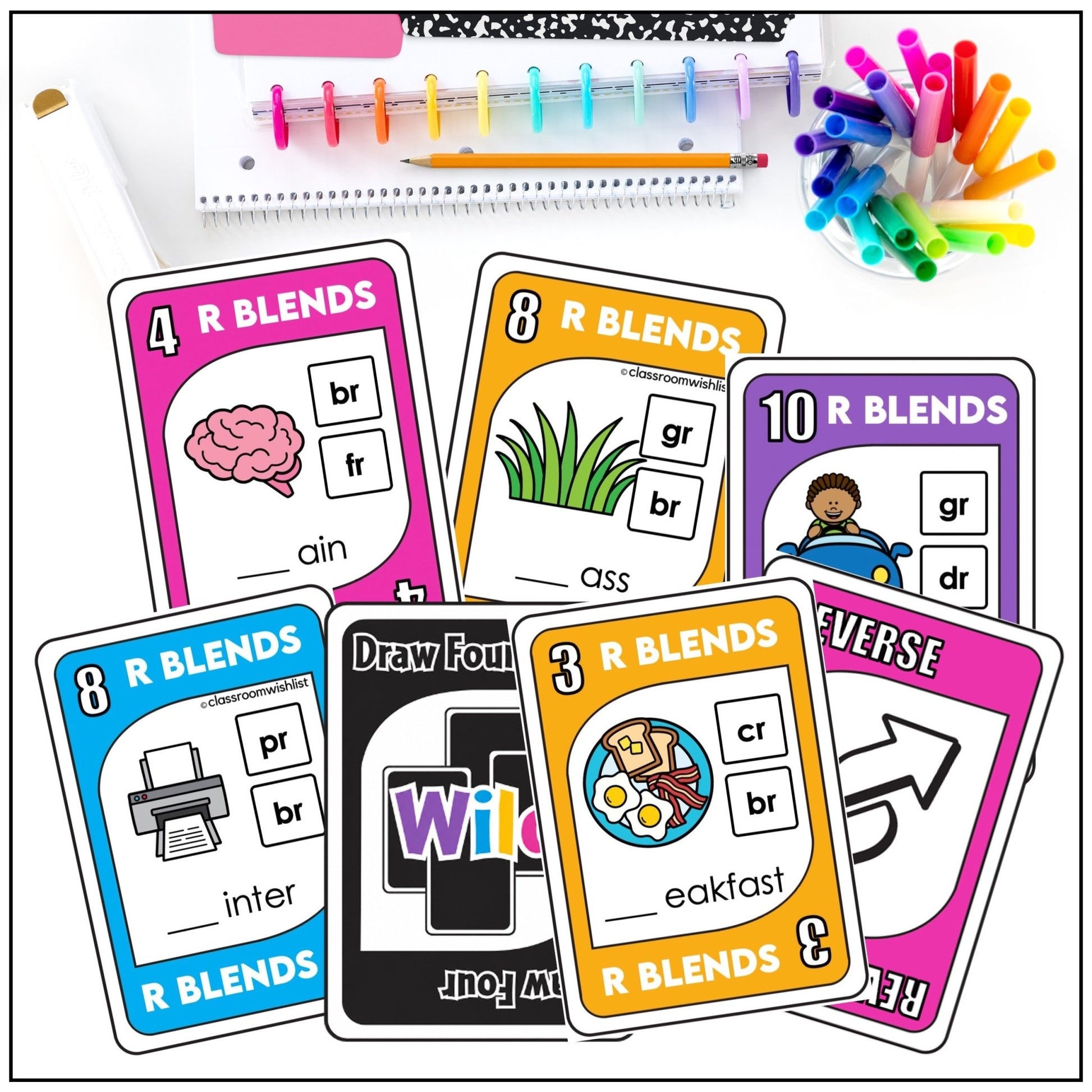 R Blends Card Game – 1st Grade Phonics BR, CR, DR, FR, GR, PR, TR - Hot Chocolate Teachables