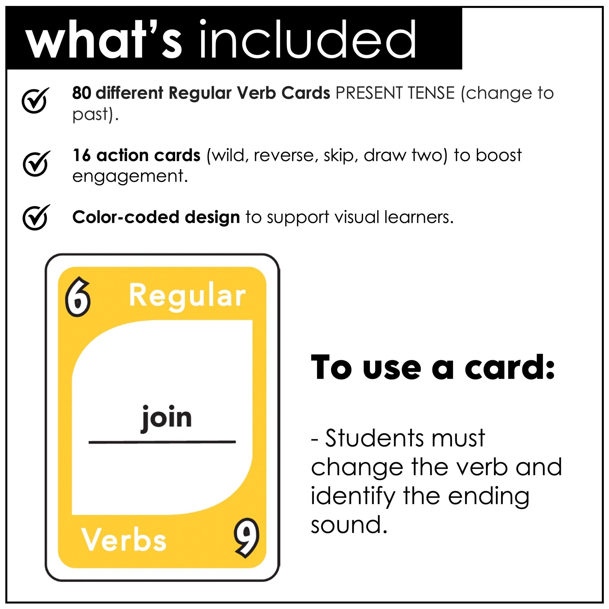 Verb Card Game: Regular Past Tense Pronunciations
