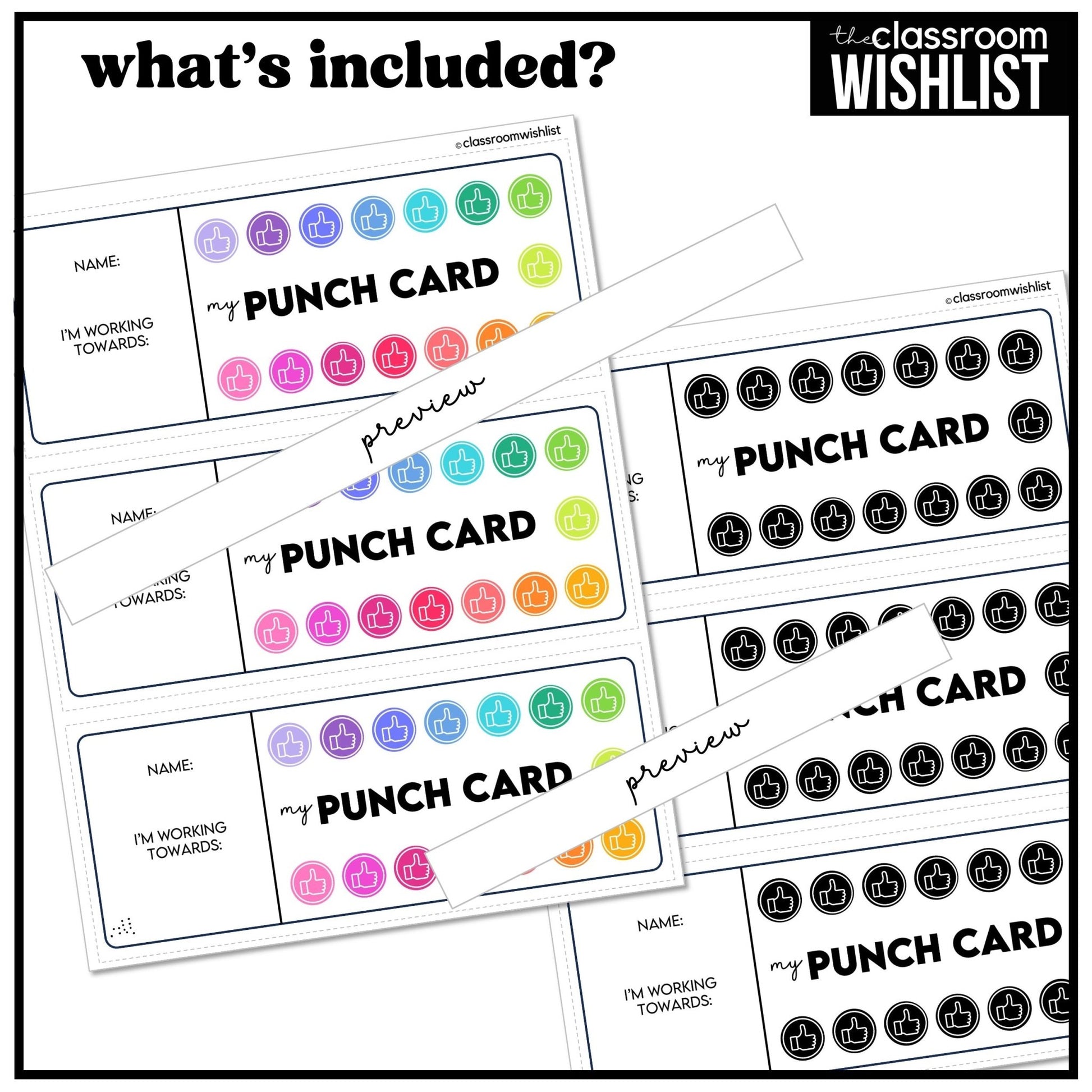 Reward & Incentive Punch Cards – Behavior, Goal Tracking & Motivation Tool - Hot Chocolate Teachables