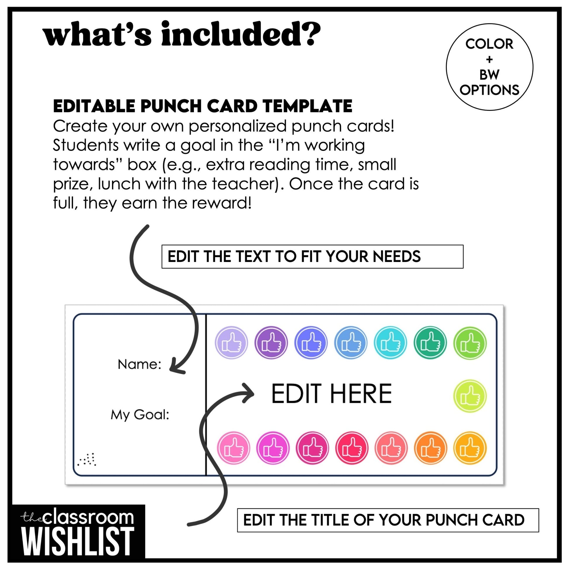 Reward & Incentive Punch Cards – Editable Template for Behavior & Goal Tracking - Award - Hot Chocolate Teachables