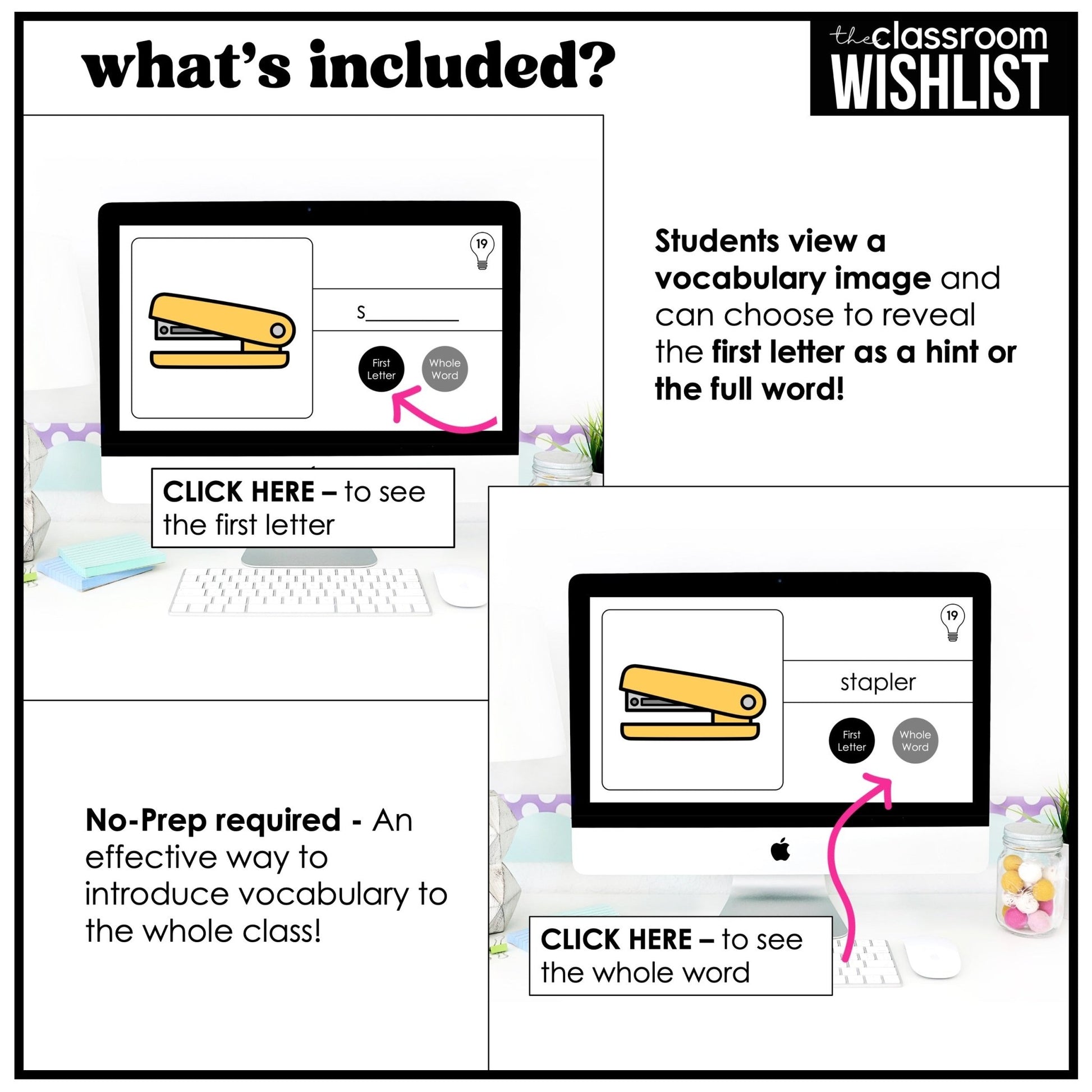 School & Classroom Vocabulary Flashcards + Picture Dictionary Print + Digital - Hot Chocolate Teachables