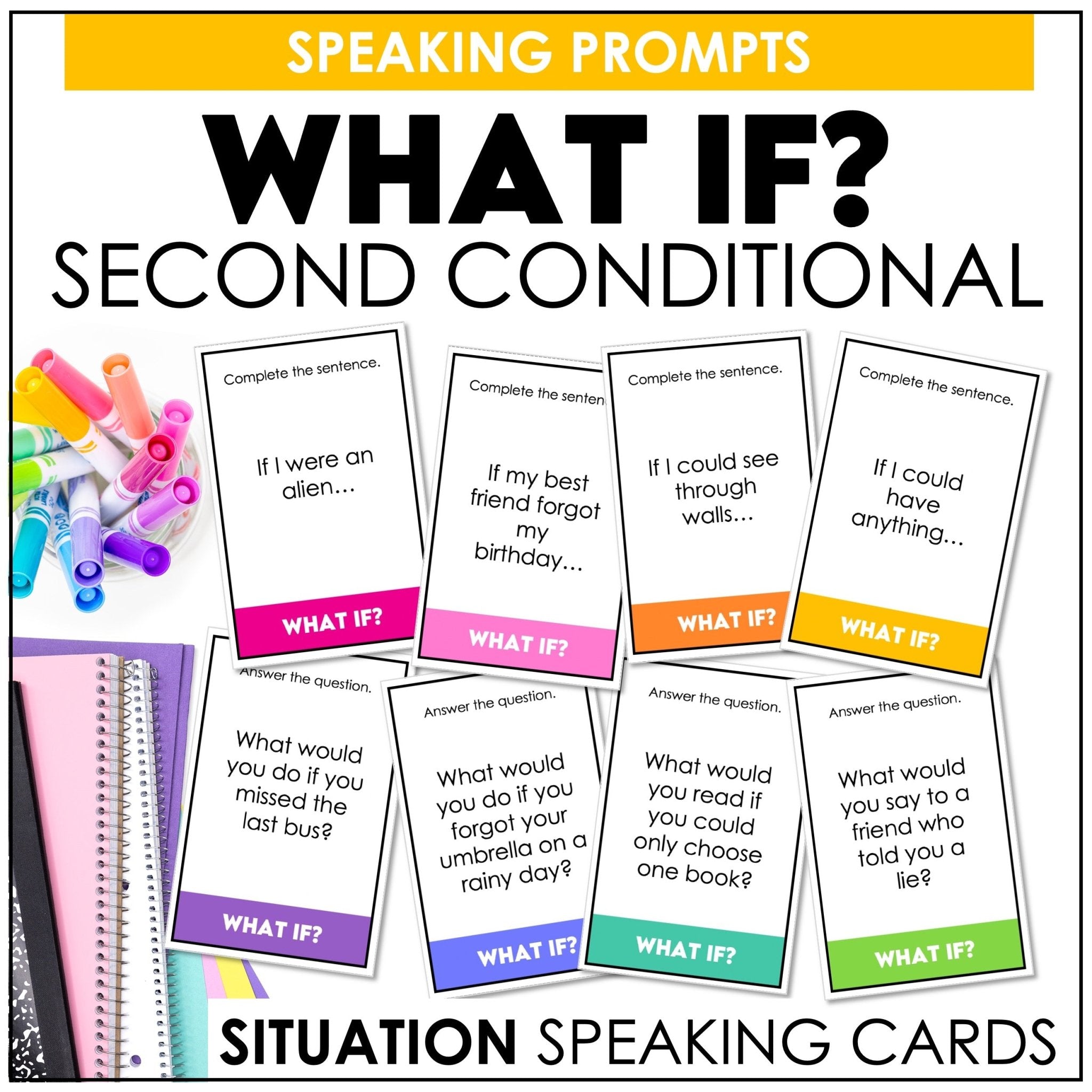Second Conditional Discussion Cards – ESL Speaking Prompts & Activity - Hot Chocolate Teachables