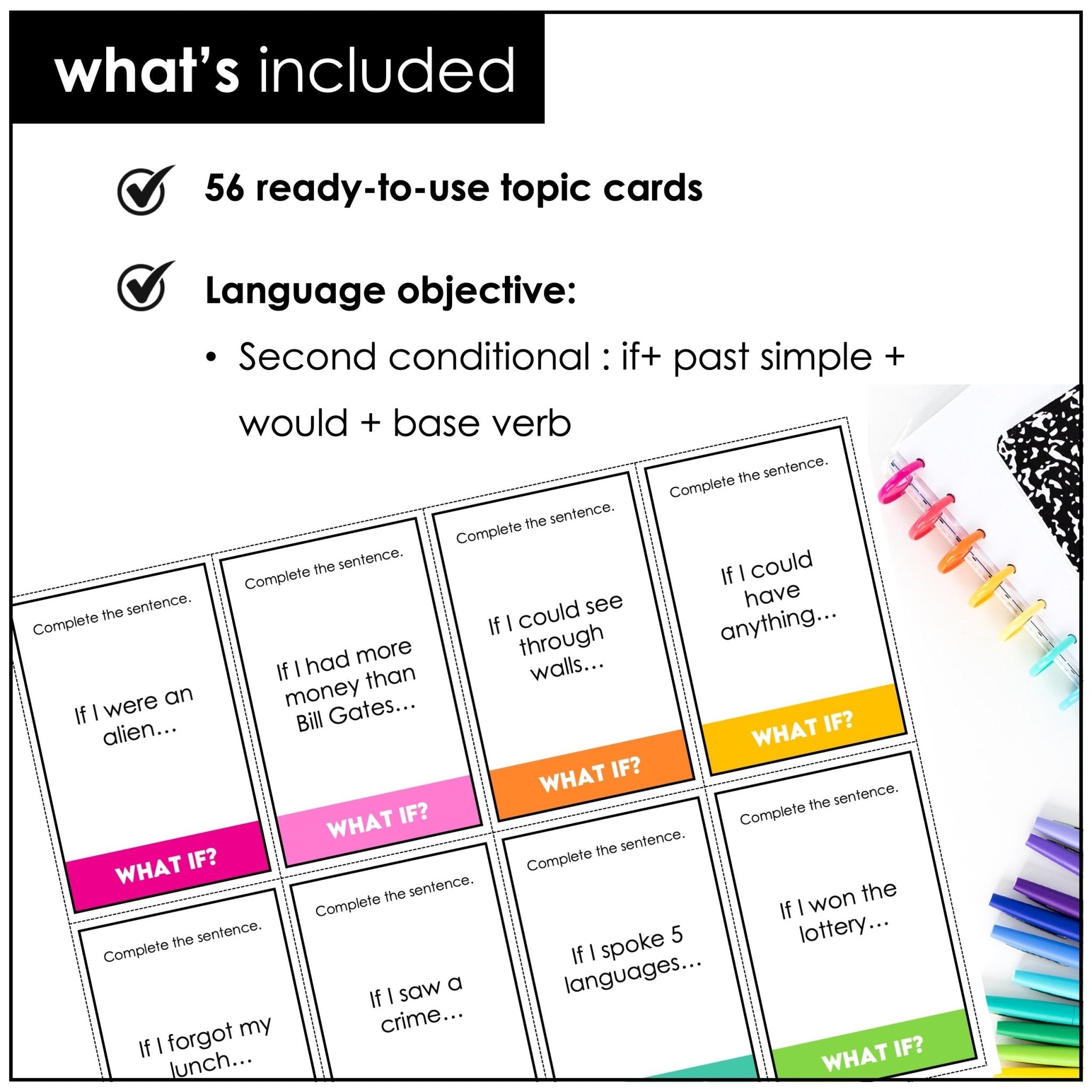 Second Conditional Discussion Cards – ESL Speaking Prompts & Activity - Hot Chocolate Teachables