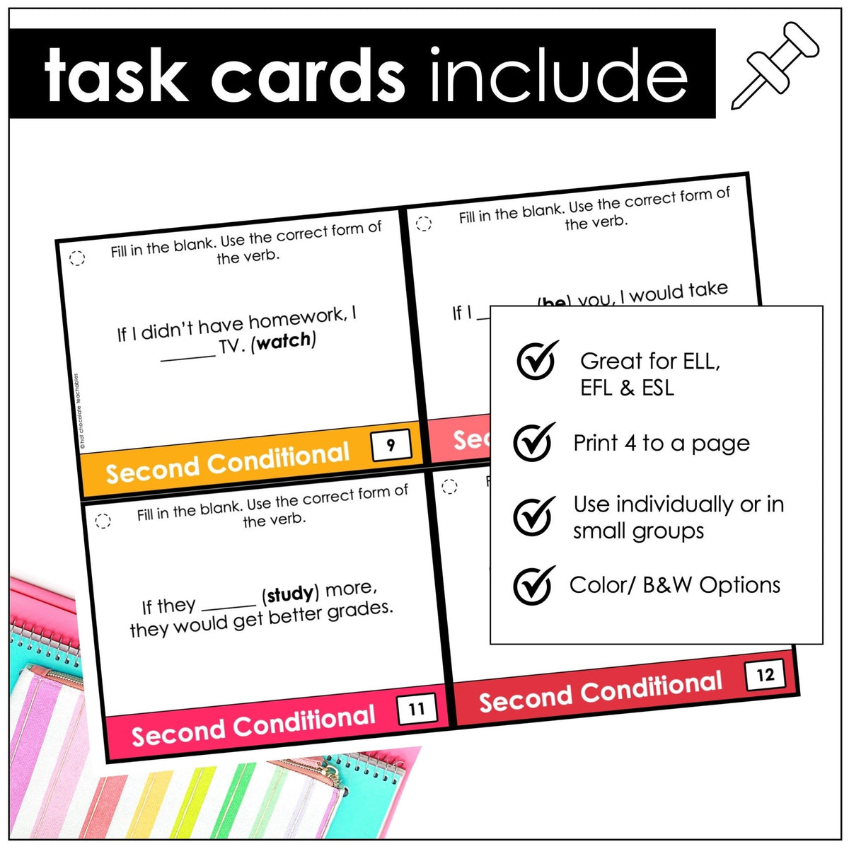 Conditional Tasks Second Conditional Task Cards | ESL Grammar