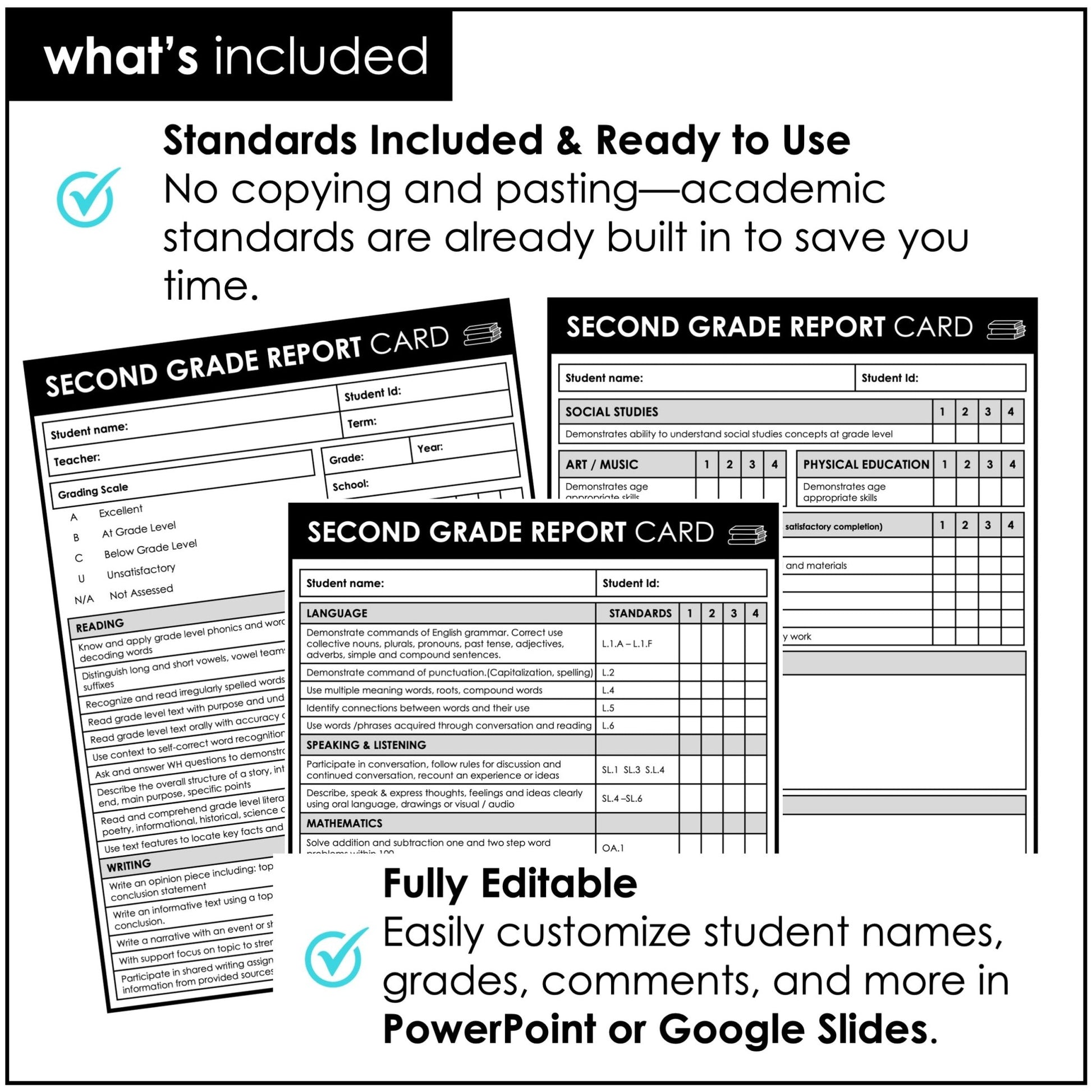 2018 cabinet report cards south africa grade b Second Grade Editable Report Card Templates Common Core Standards Based