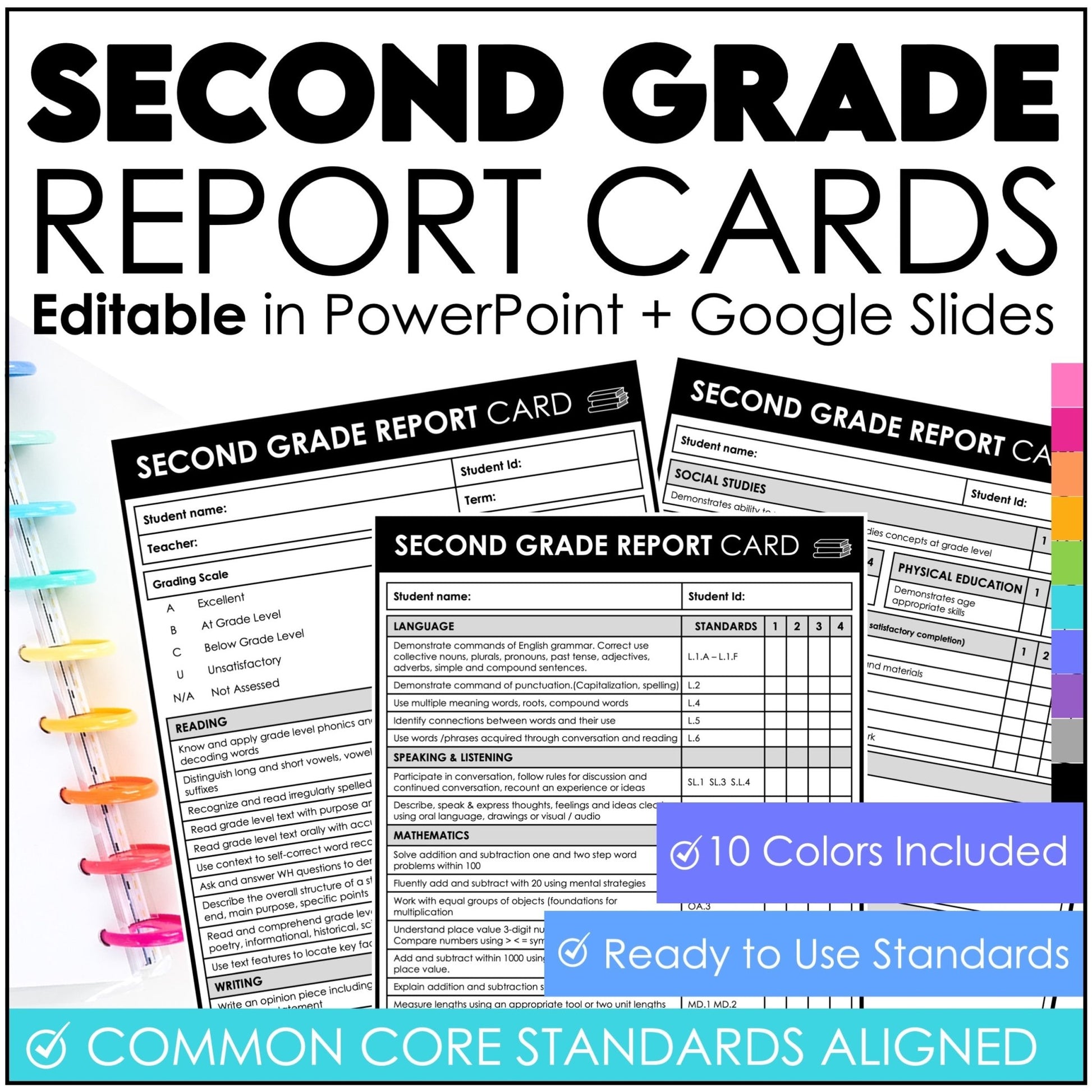Second Grade Editable Report Card Templates Common Core Standards Based Second Grade Editable Report Card Templates Common Core Standards Based