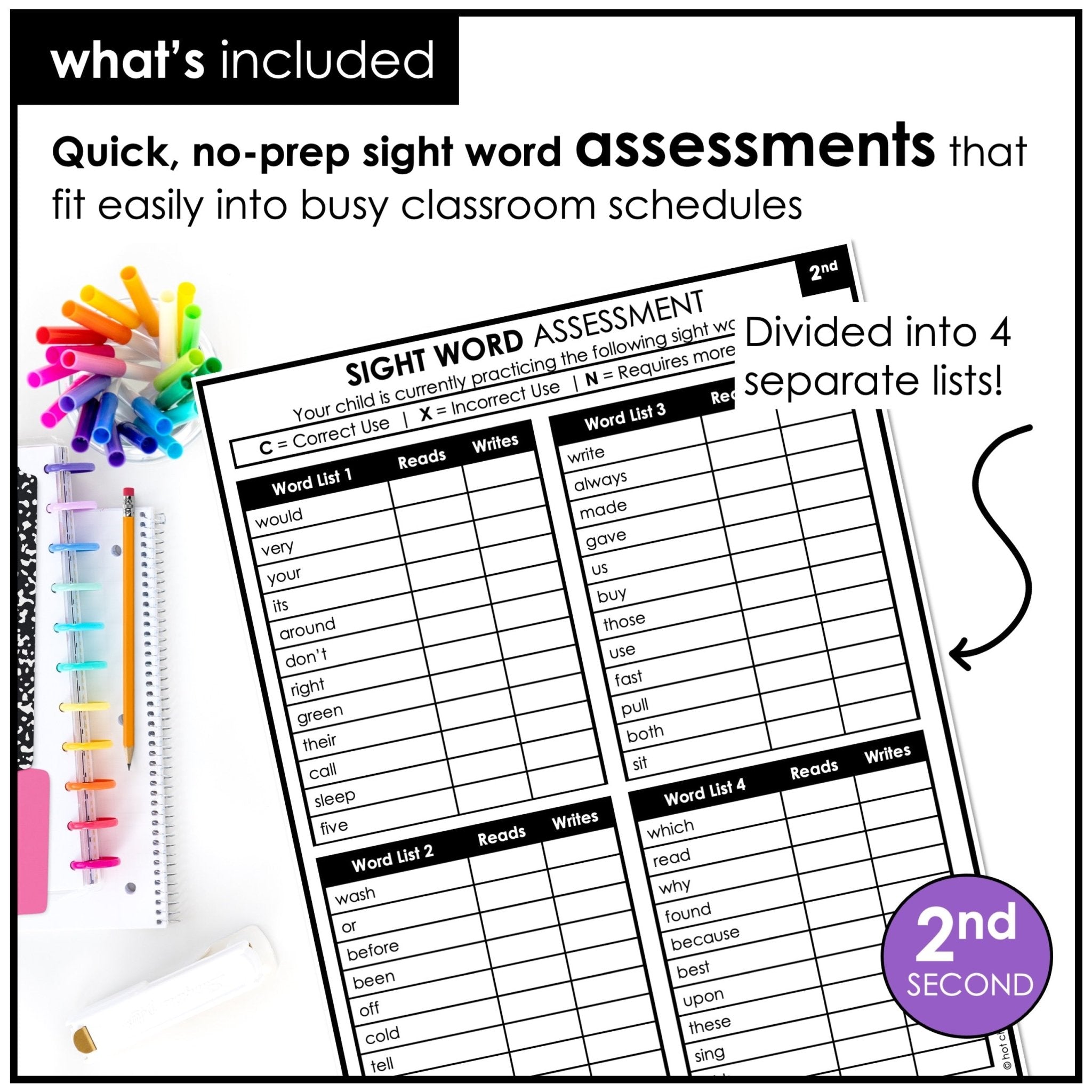 Second Grade Sight Word Progress Reports | Evaluation Template & Word Wall - Hot Chocolate Teachables