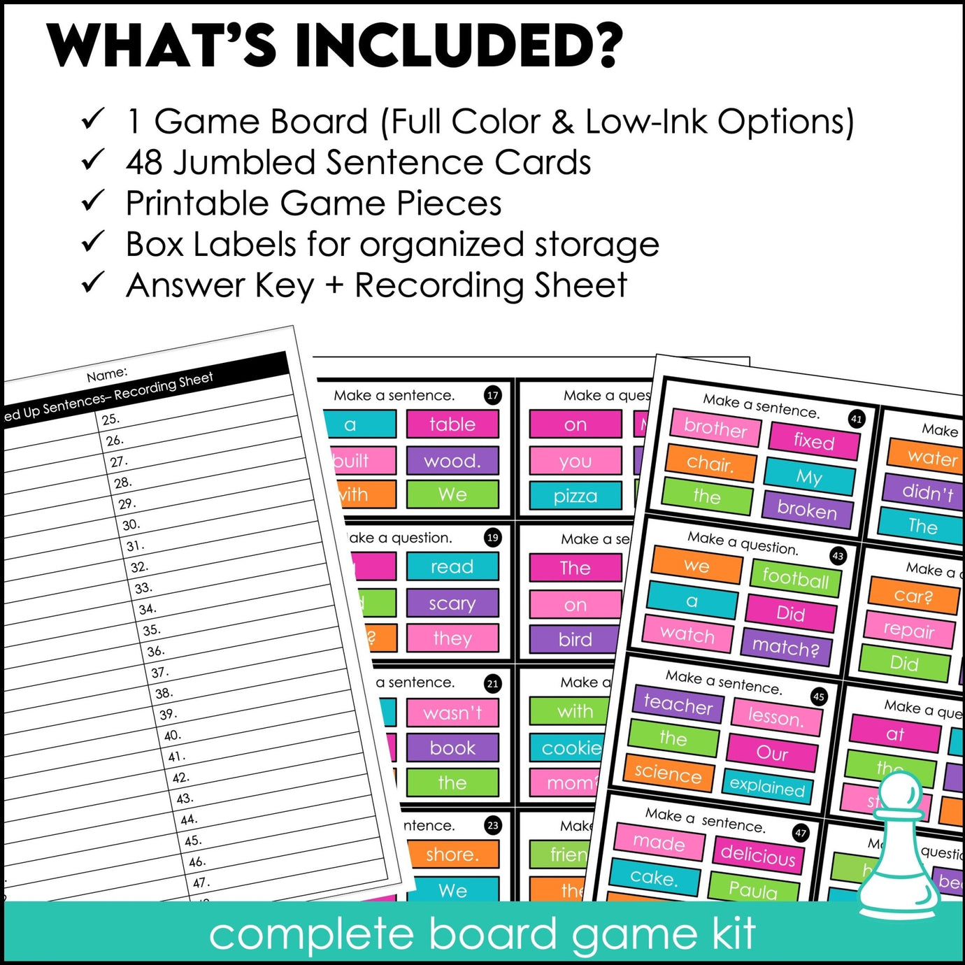 Sentence Building Board Game | Past Simple Verbs