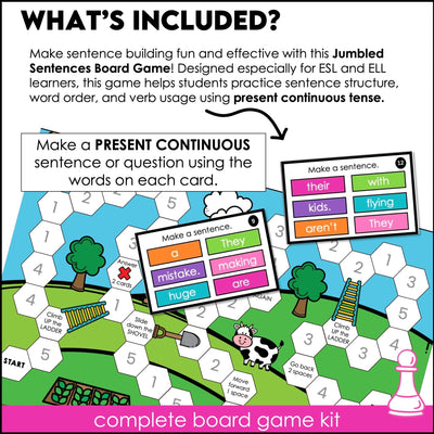 Sentence Building Board Game | Present Continuous
