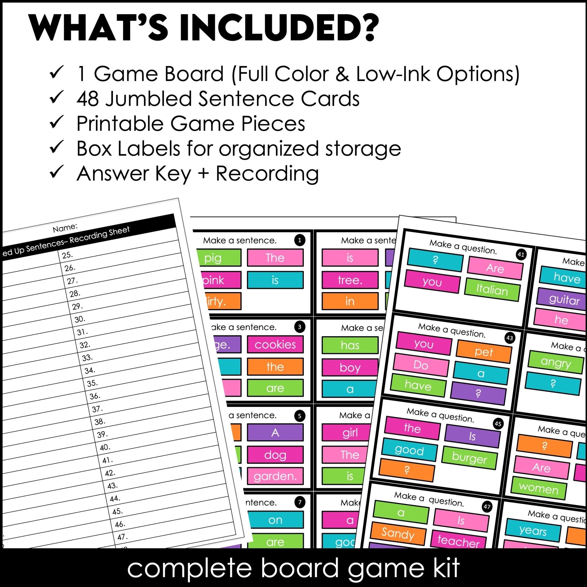 Sentence Building Board Game | Simple Present Verbs : BE & HAVE - Hot Chocolate Teachables