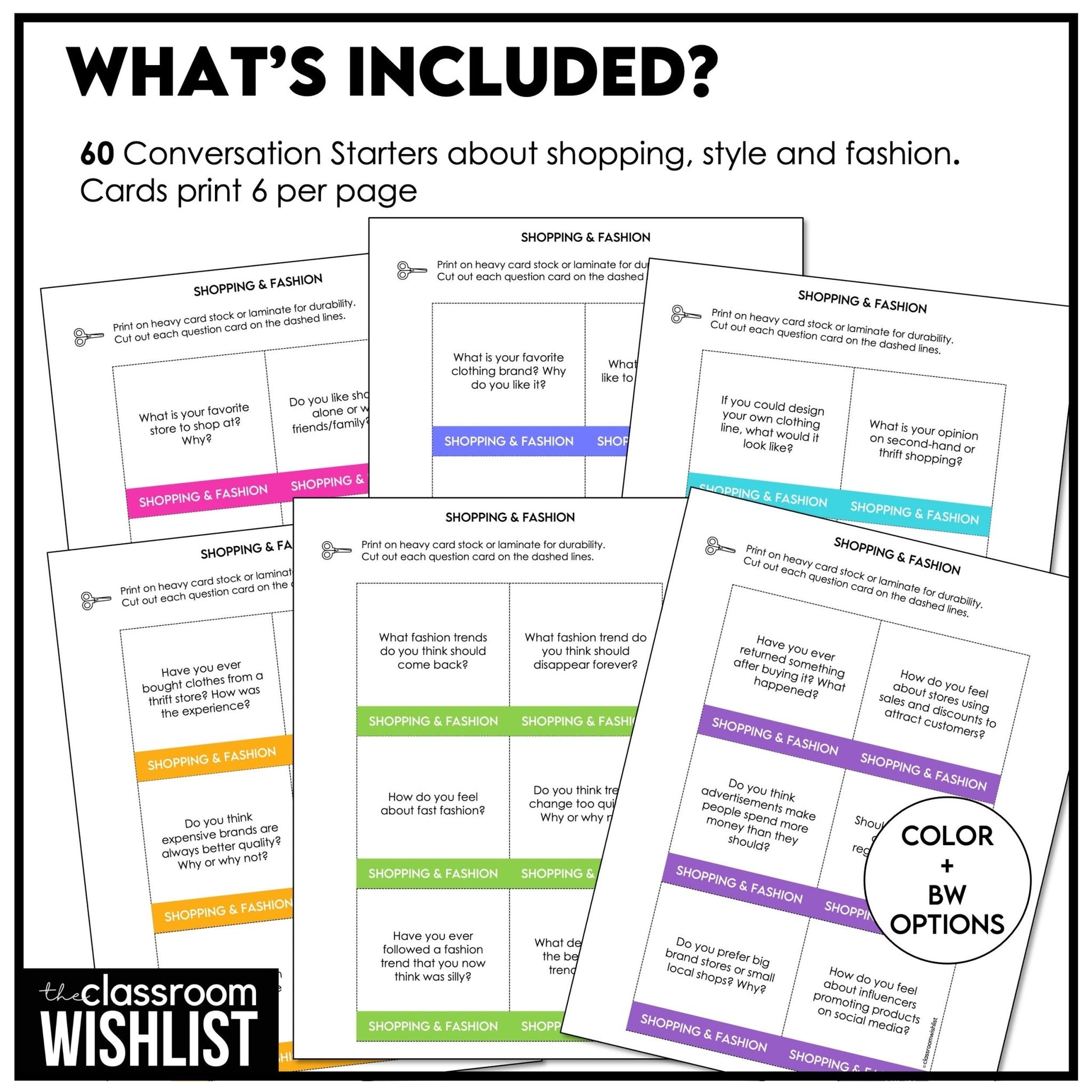 Shopping, Fashion & Trends Conversation Starter Question - Speaking Practice - Hot Chocolate Teachables