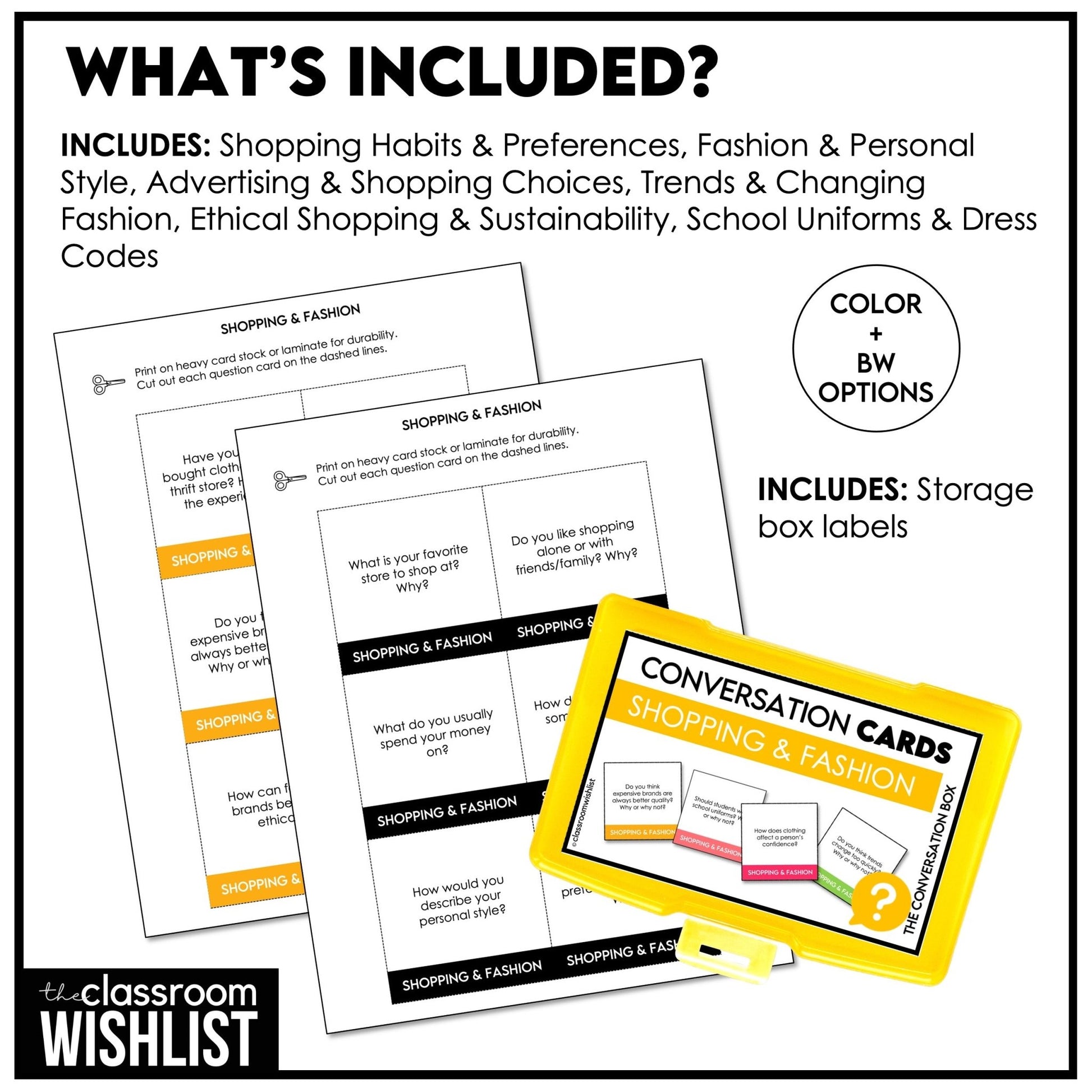 Shopping, Fashion & Trends Conversation Starter Question - Speaking Practice - Hot Chocolate Teachables