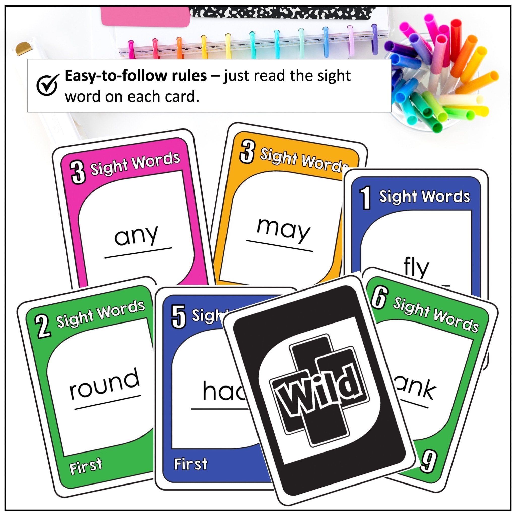 Sight Word Card Game | 1st Grade Dolch Aligned - Plays like UNO - Hot Chocolate Teachables