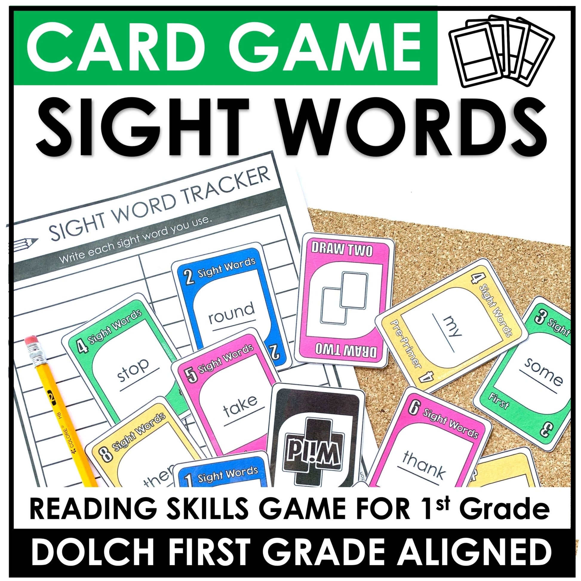 Sight Word Card Game | 1st Grade Dolch Aligned - Plays like UNO - Hot Chocolate Teachables