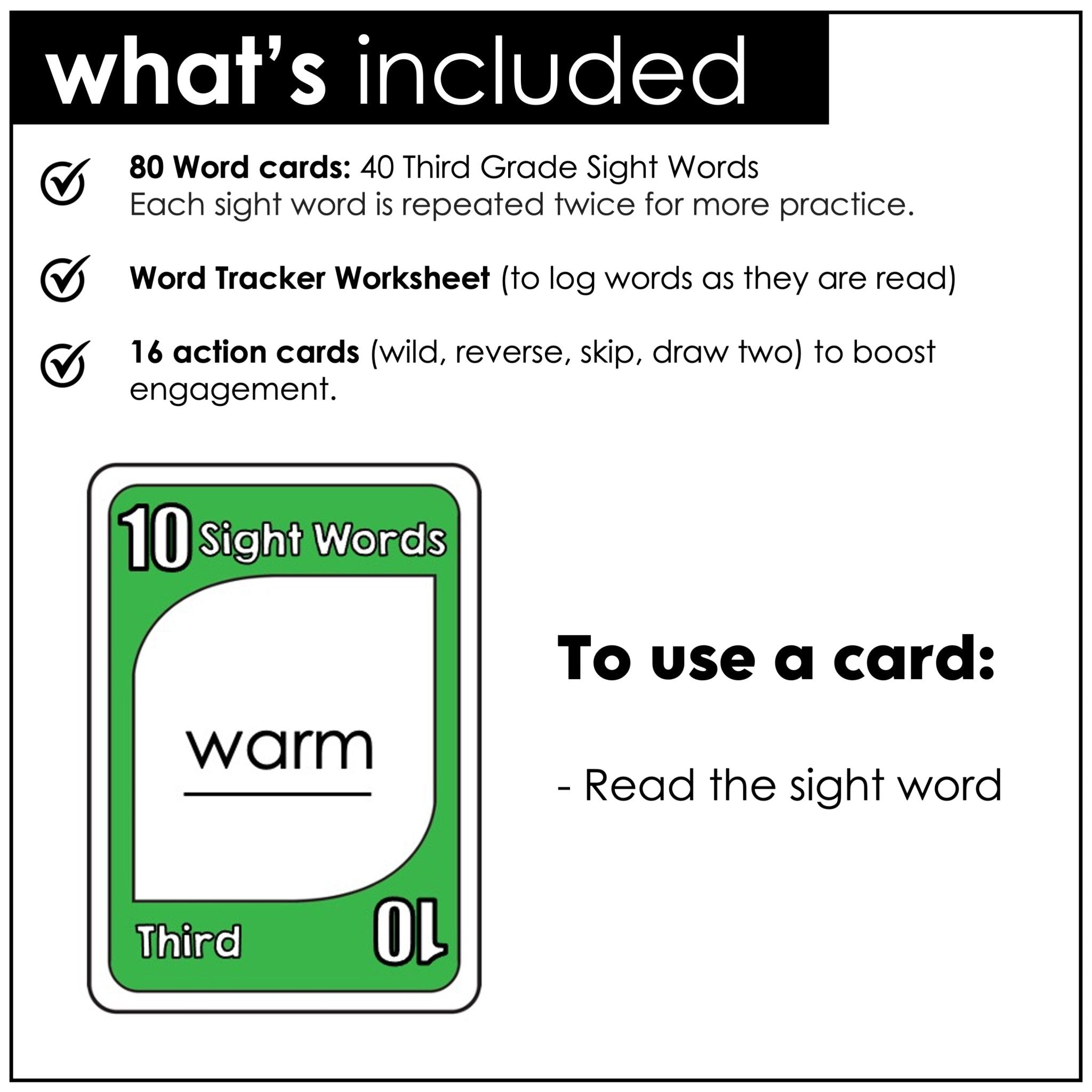 Sight Word Card Game | 3rd Grade Dolch Aligned - Plays like UNO - Hot Chocolate Teachables