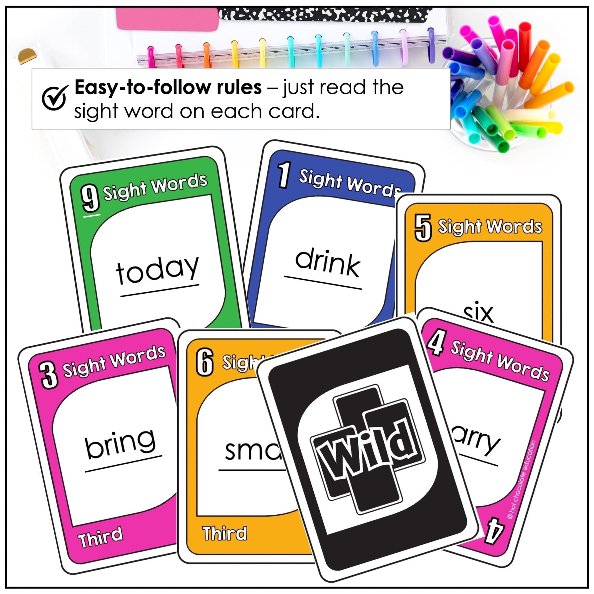 Sight Word Card Game | 3rd Grade Dolch Aligned - Plays like UNO - Hot Chocolate Teachables