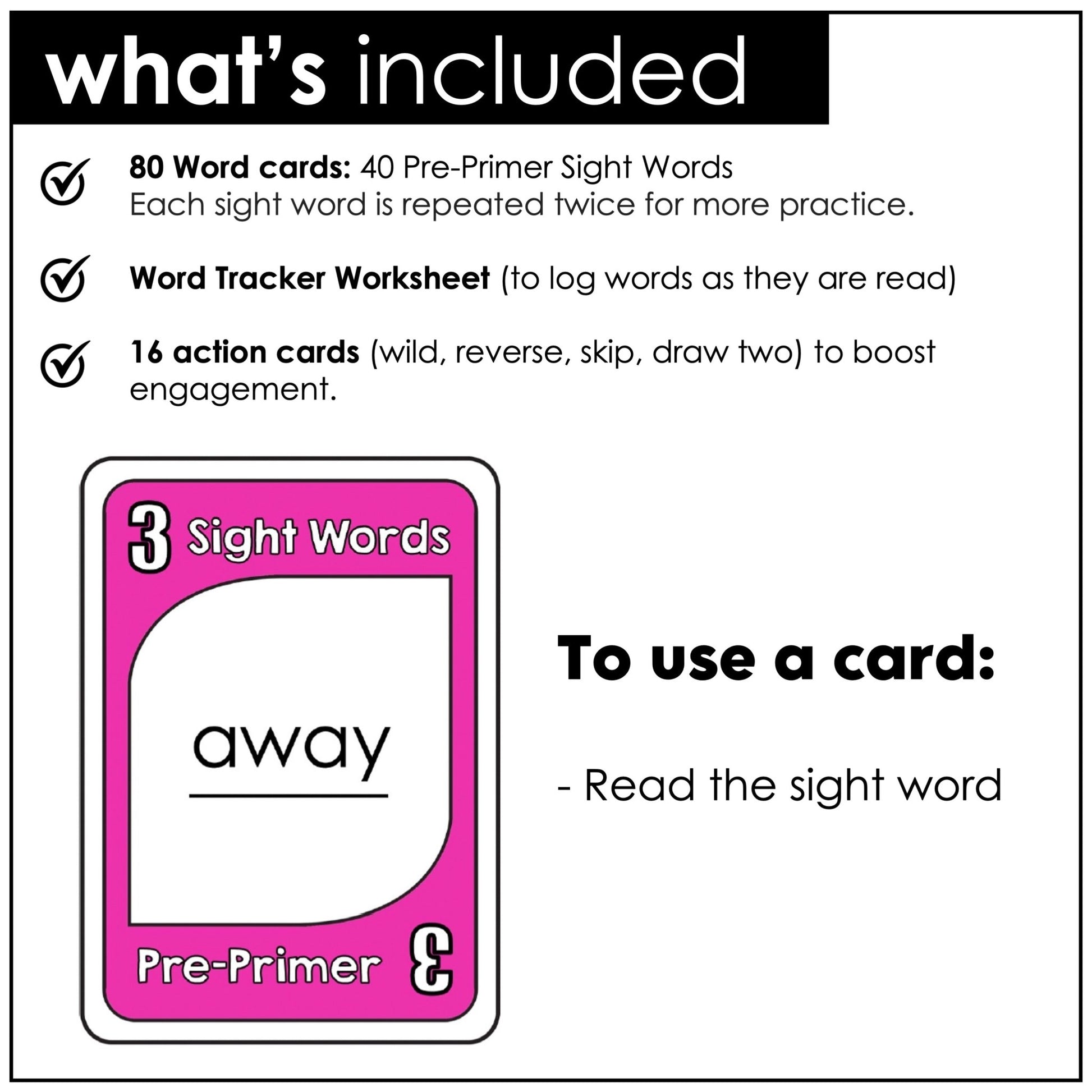 Sight Word Card Game | Pre - Primer Dolch Aligned - Plays like UNO - Hot Chocolate Teachables