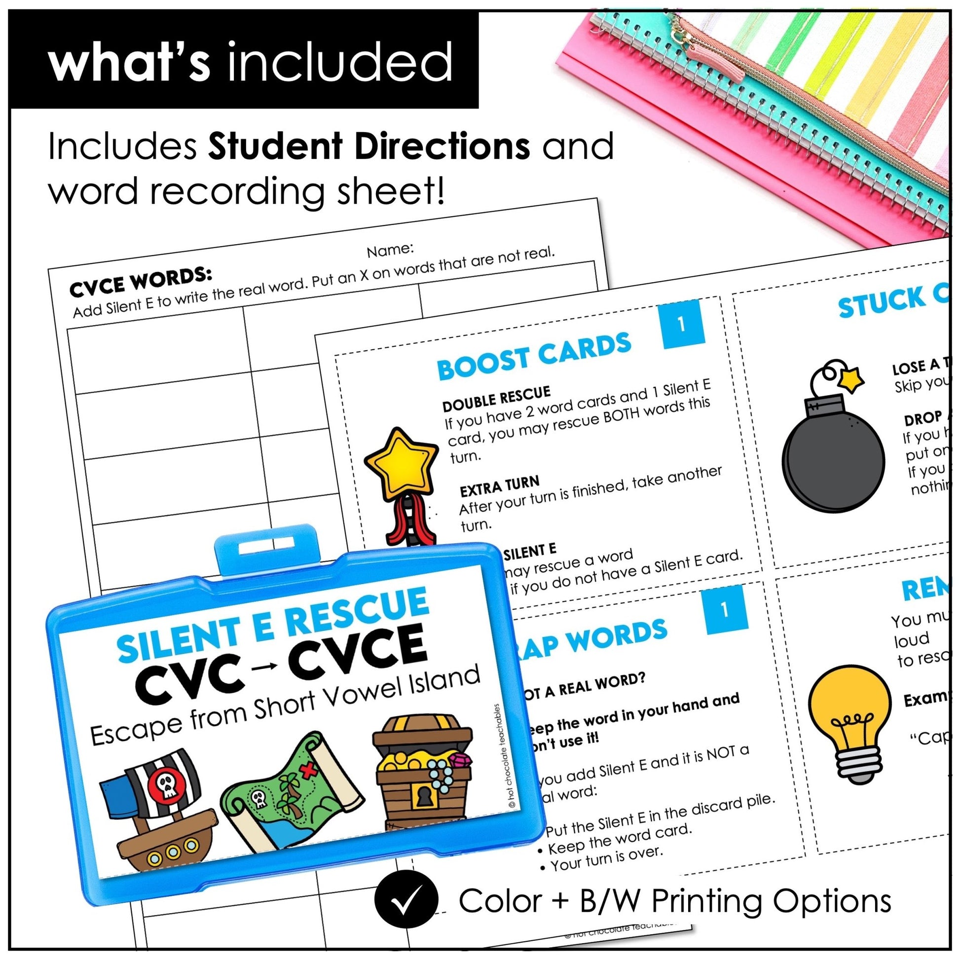 Silent E Rescue Card Game – CVC to CVCe Magic E Phonics (1st Grade Center) - Hot Chocolate Teachables