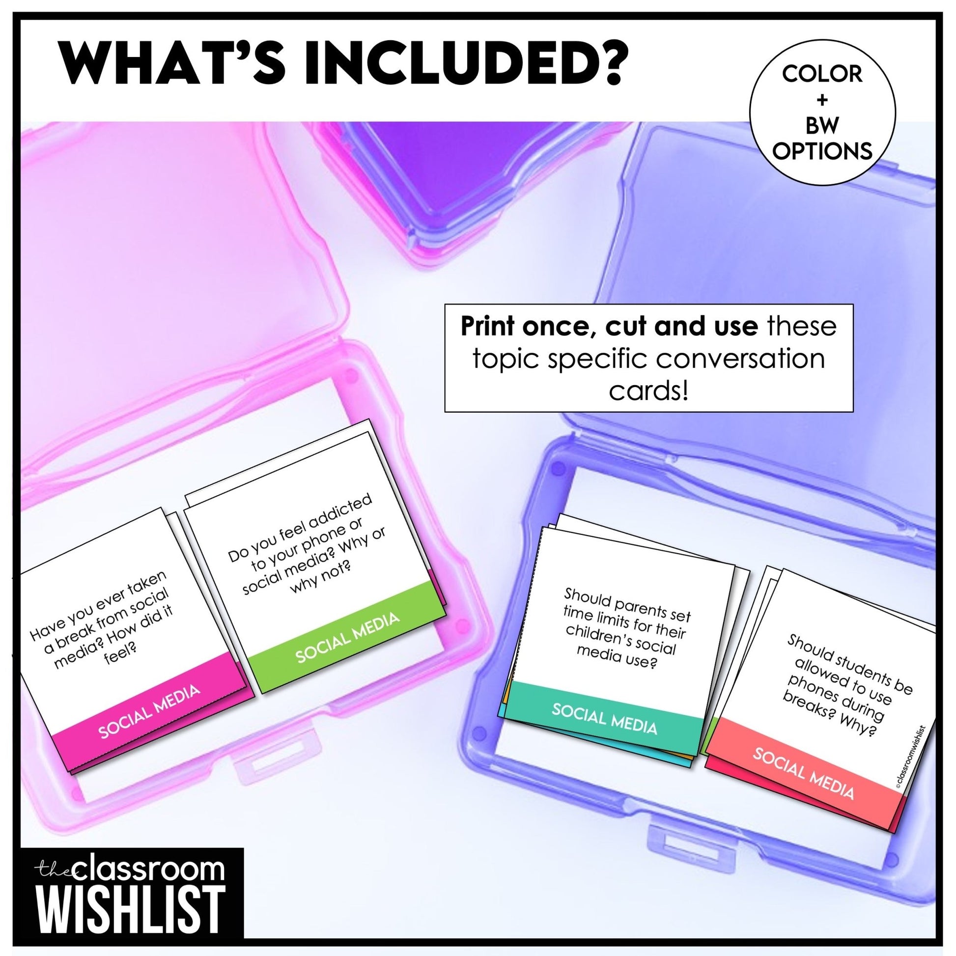 Social Media & Digital Life Conversation Cards | 60 ESL Discussion Questions - Hot Chocolate Teachables