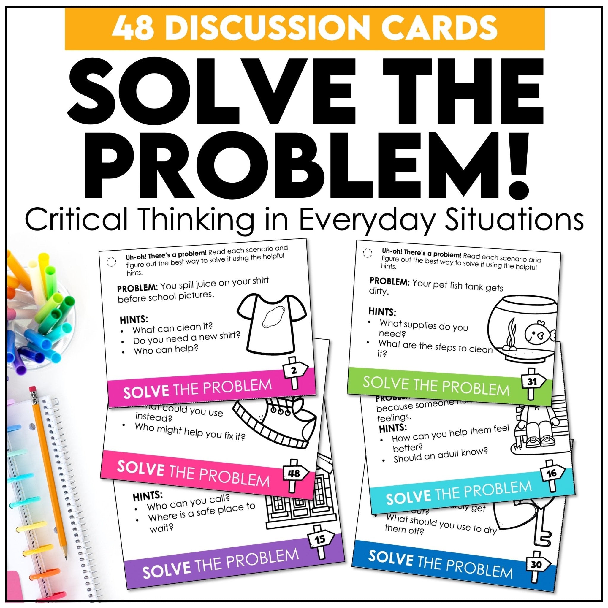 Solve the Problem Task Cards – Critical Thinking Scenarios for ESL Speaking - Hot Chocolate Teachables