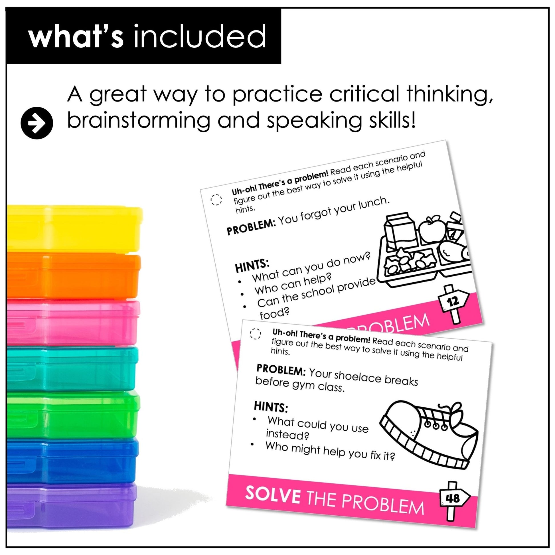 Solve the Problem Task Cards – Critical Thinking Scenarios for ESL Speaking - Hot Chocolate Teachables