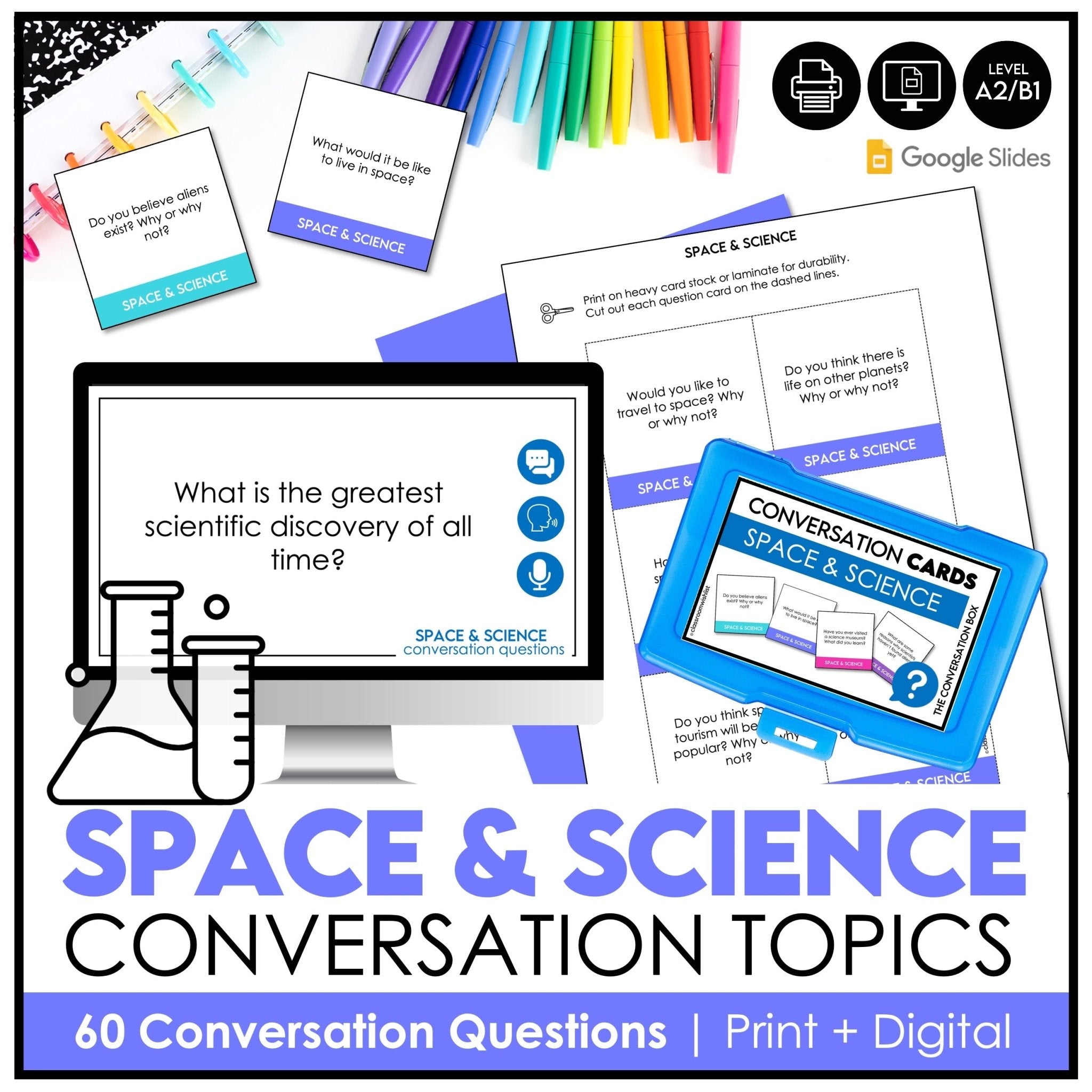 Space Exploration & Science Topic Conversation Questions for Speaking Practice - Hot Chocolate Teachables