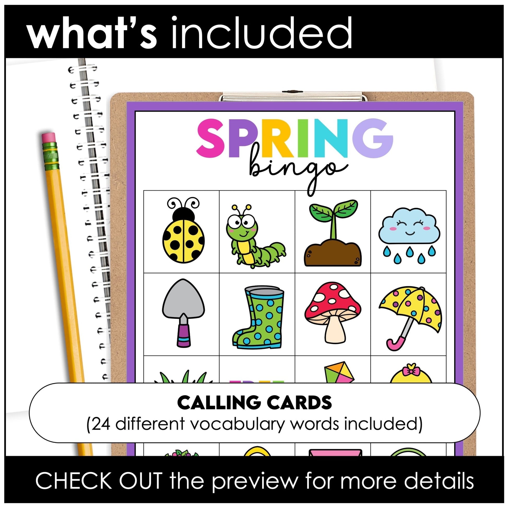 Spring - Easter Vocabulary Bingo Game & Flashcards - Hot Chocolate Teachables
