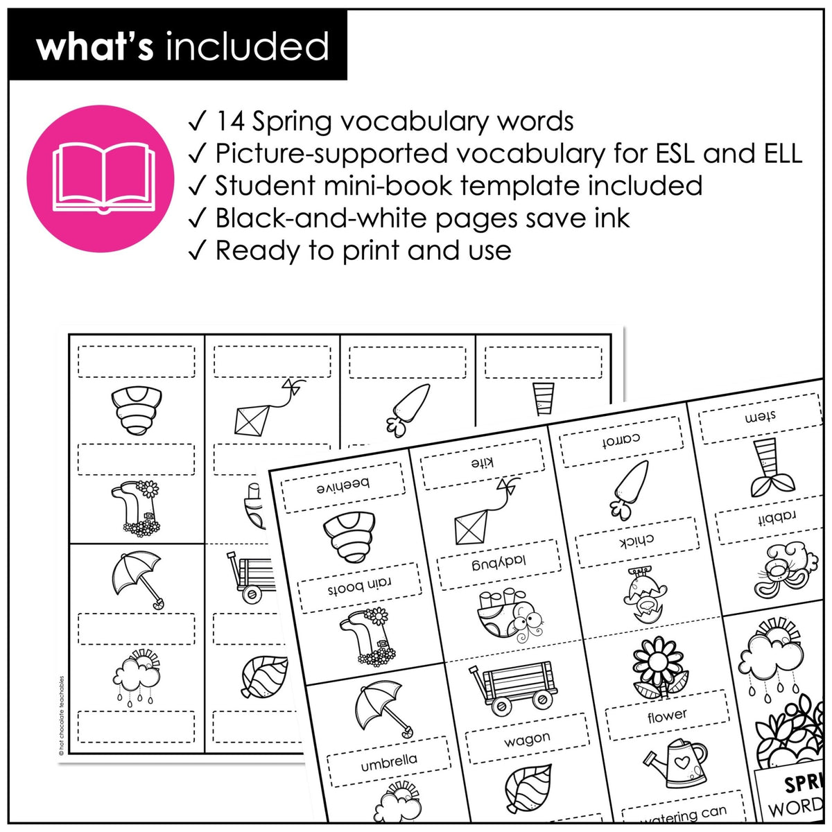 Spring Vocabulary Word Mini Book | ESL Picture Dictionary