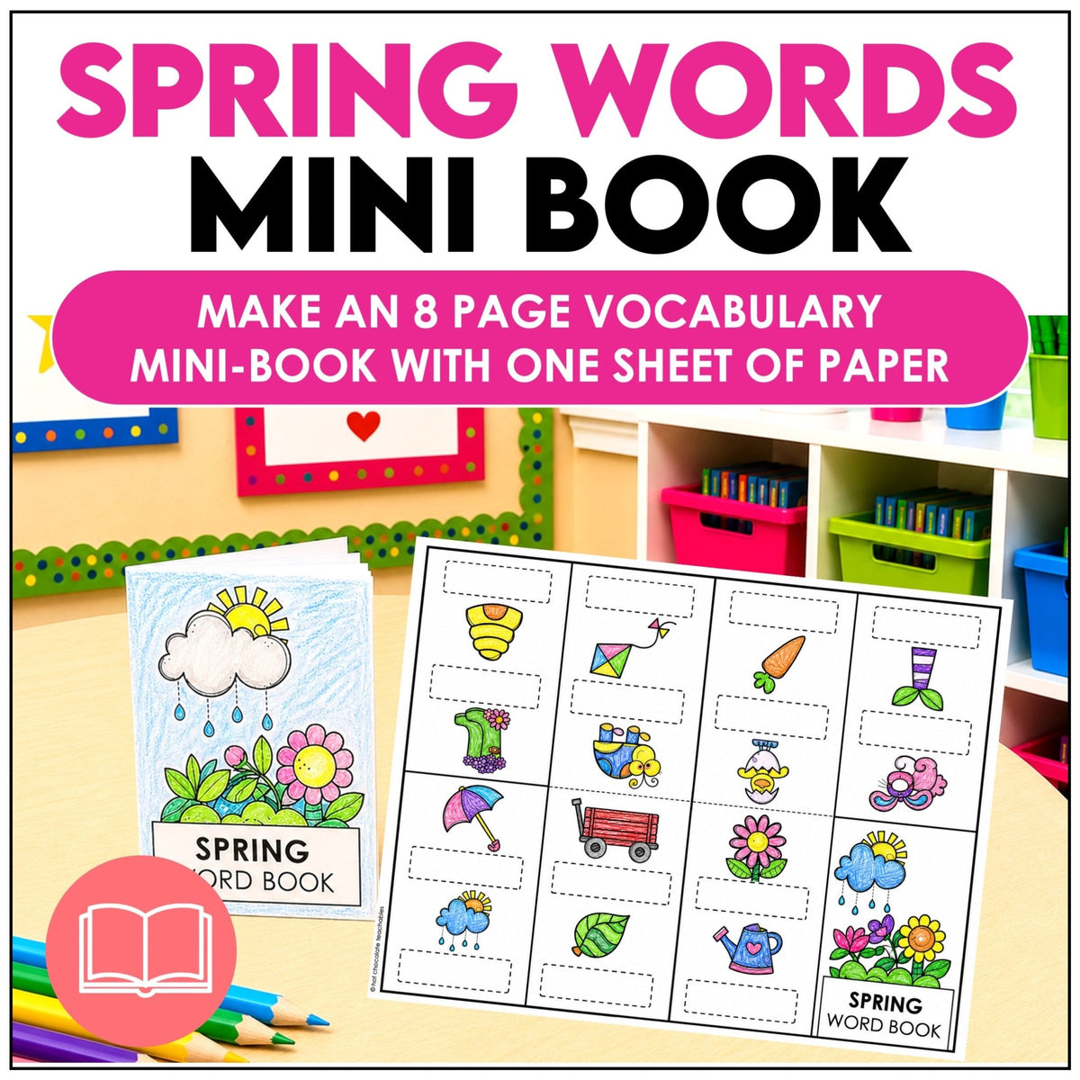 Spring Vocabulary Word Mini Book | ESL Picture Dictionary