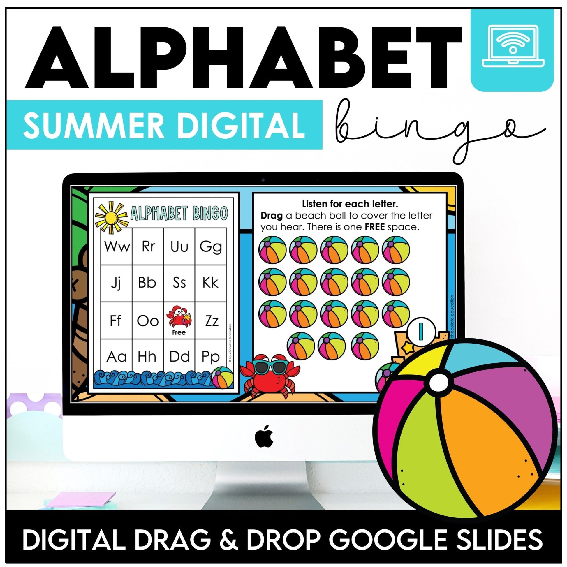 Summer Alphabet Fluency Digital Bingo Game – Google Slides™ Letter Practice - Hot Chocolate Teachables