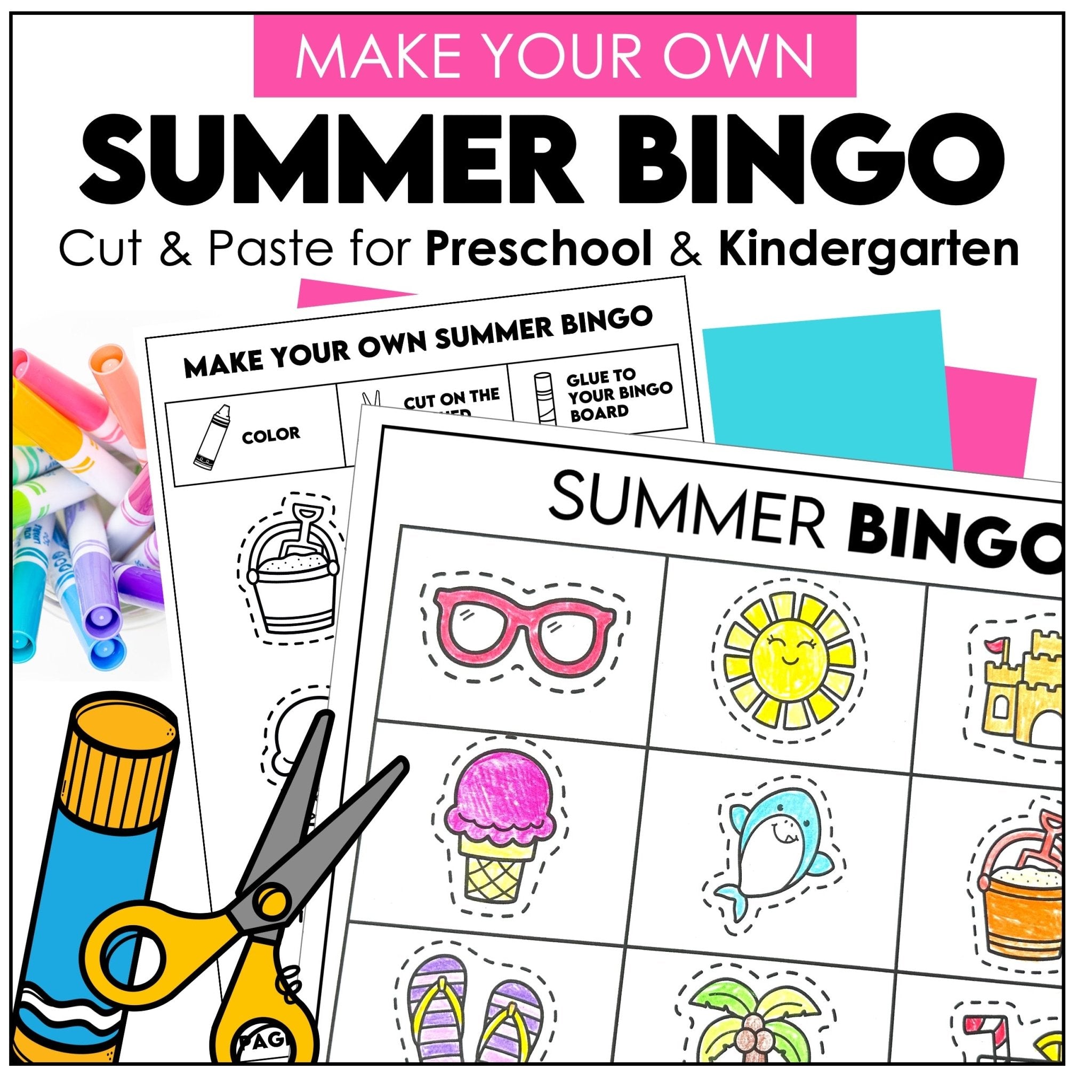 Make your own summer bingo activity for preschool and kindergarten summer vocabulary practice