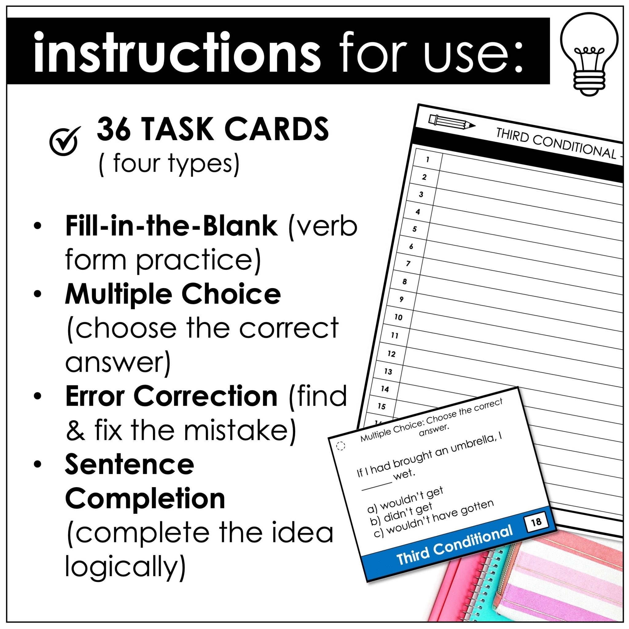 Third Conditional Task Cards – If Clauses Past Conditional Practice (ESL B1–B2) - Hot Chocolate Teachables
