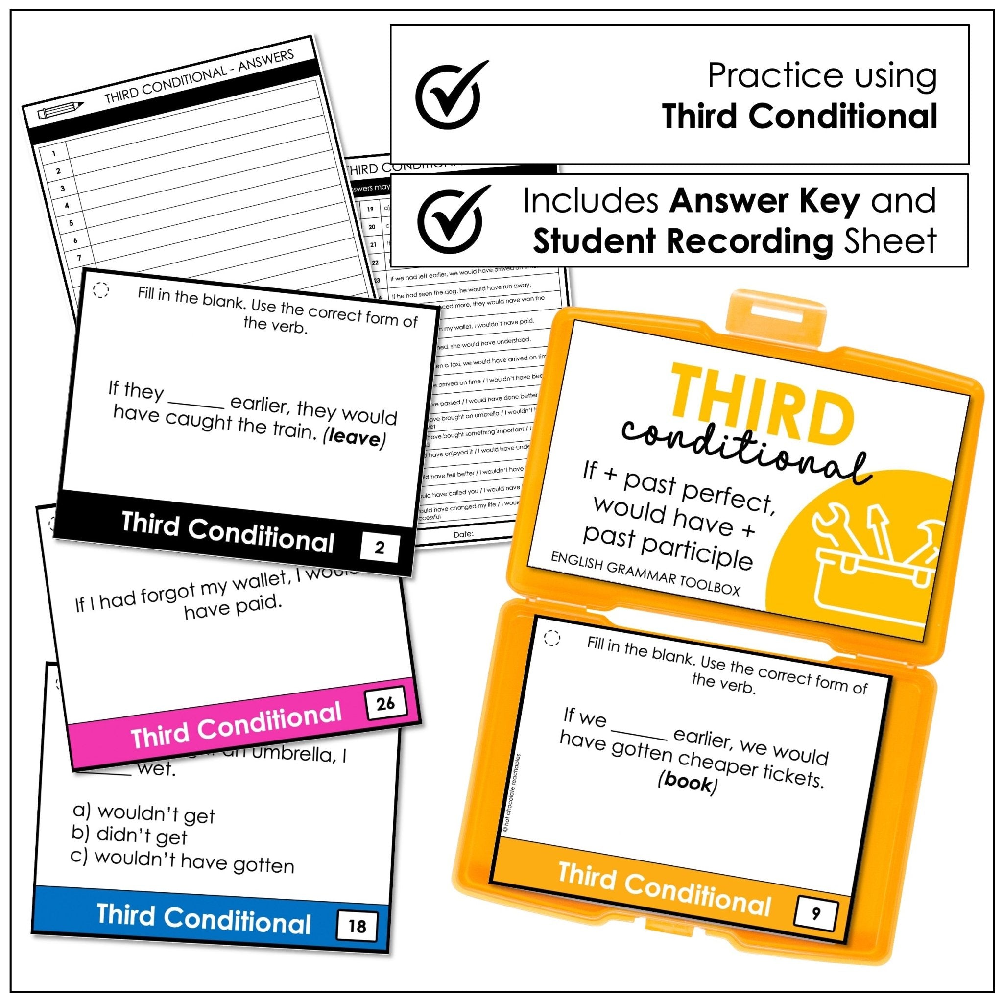Third Conditional Task Cards – If Clauses Past Conditional Practice (ESL B1–B2) - Hot Chocolate Teachables