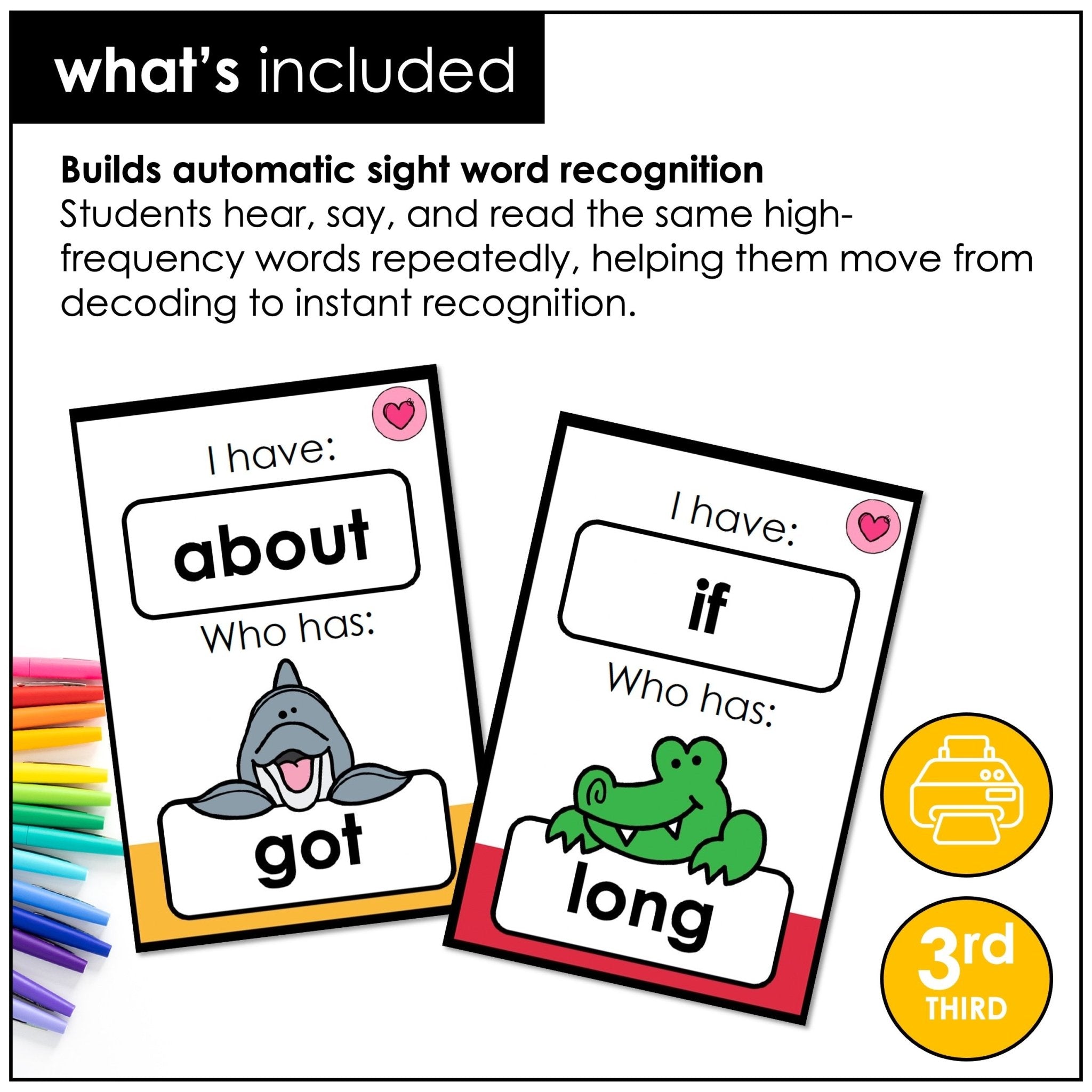 Third Grade Dolch Sight Words I Have, Who Has? – Literacy Center Card Game - Hot Chocolate Teachables