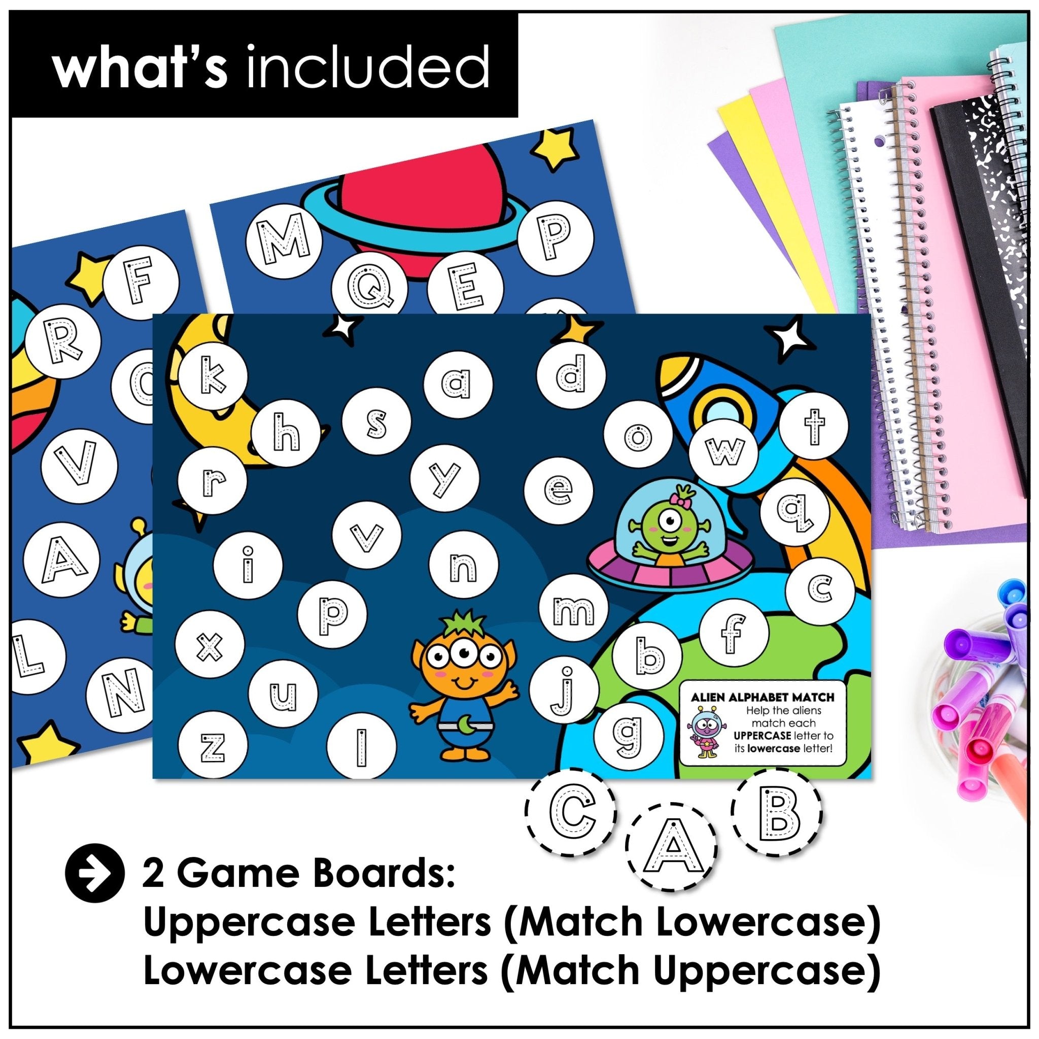 Uppercase & Lowercase Letter Matching Game – Alphabet Recognition for Kindergarten - Hot Chocolate Teachables