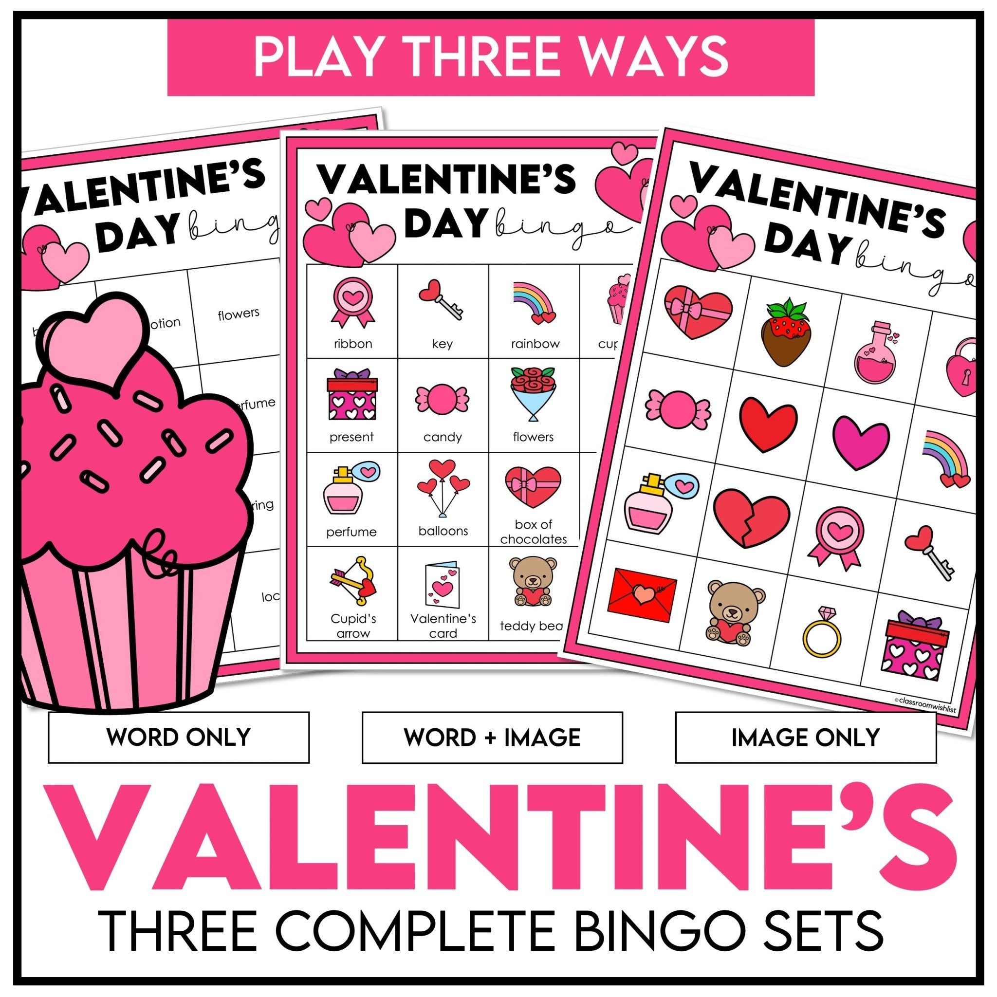 Valentine’s Day Bingo Cards – Vocabulary Game for Grades 1–3 & ESL - Hot Chocolate Teachables