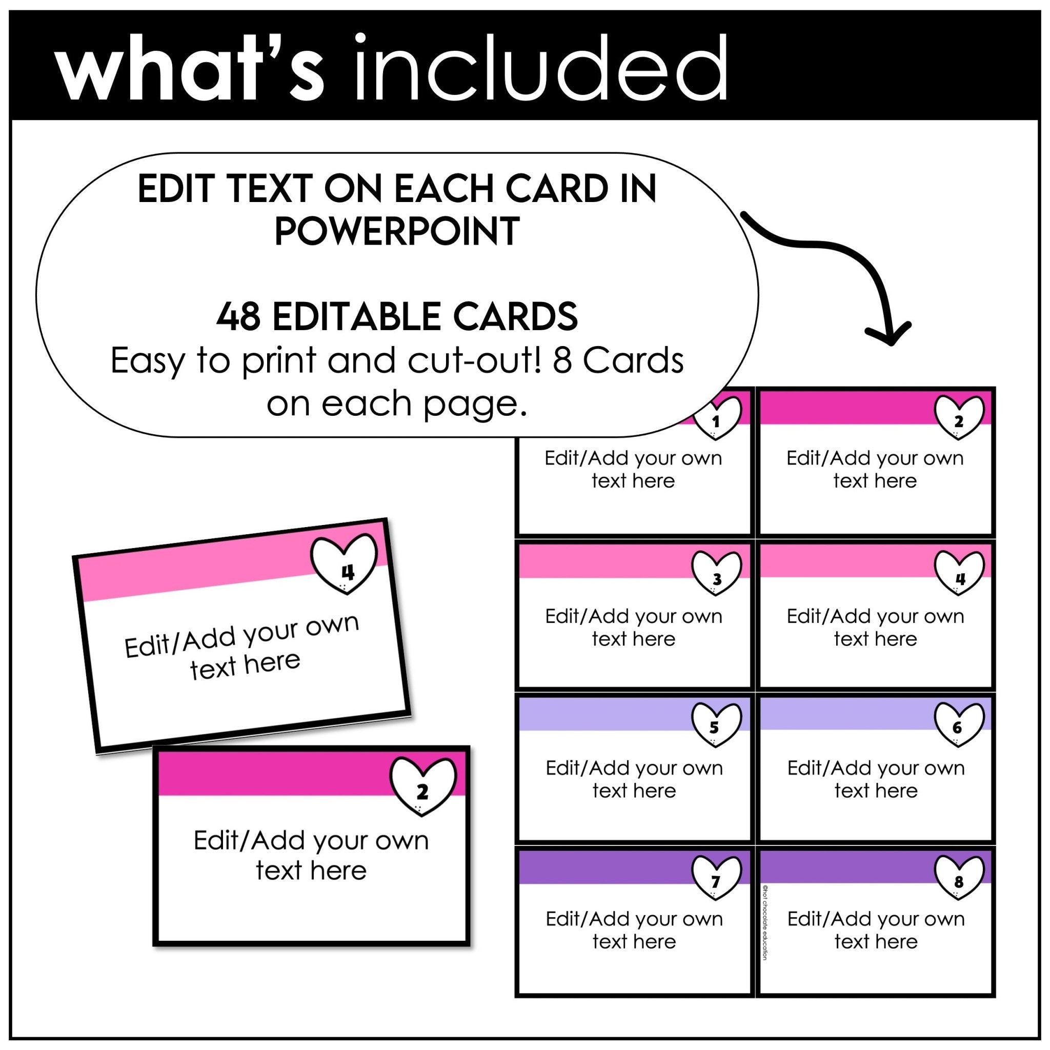 Valentine's Day Board Game Template for ANY subject with Editable Game Cards - Hot Chocolate Teachables