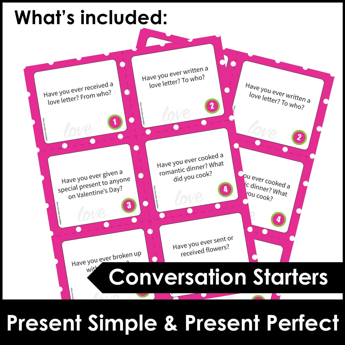 Valentine’s Day ESL Conversation Questions – Present Simple & Present Perfect - Hot Chocolate Teachables