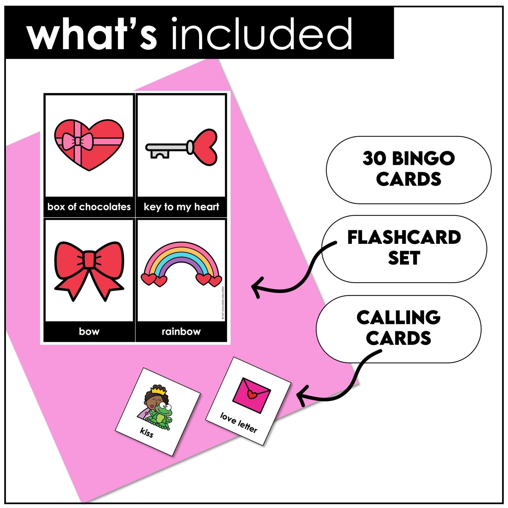 Valentine's Day Vocabulary Bingo ESL / EFL / ELL - Hot Chocolate Teachables