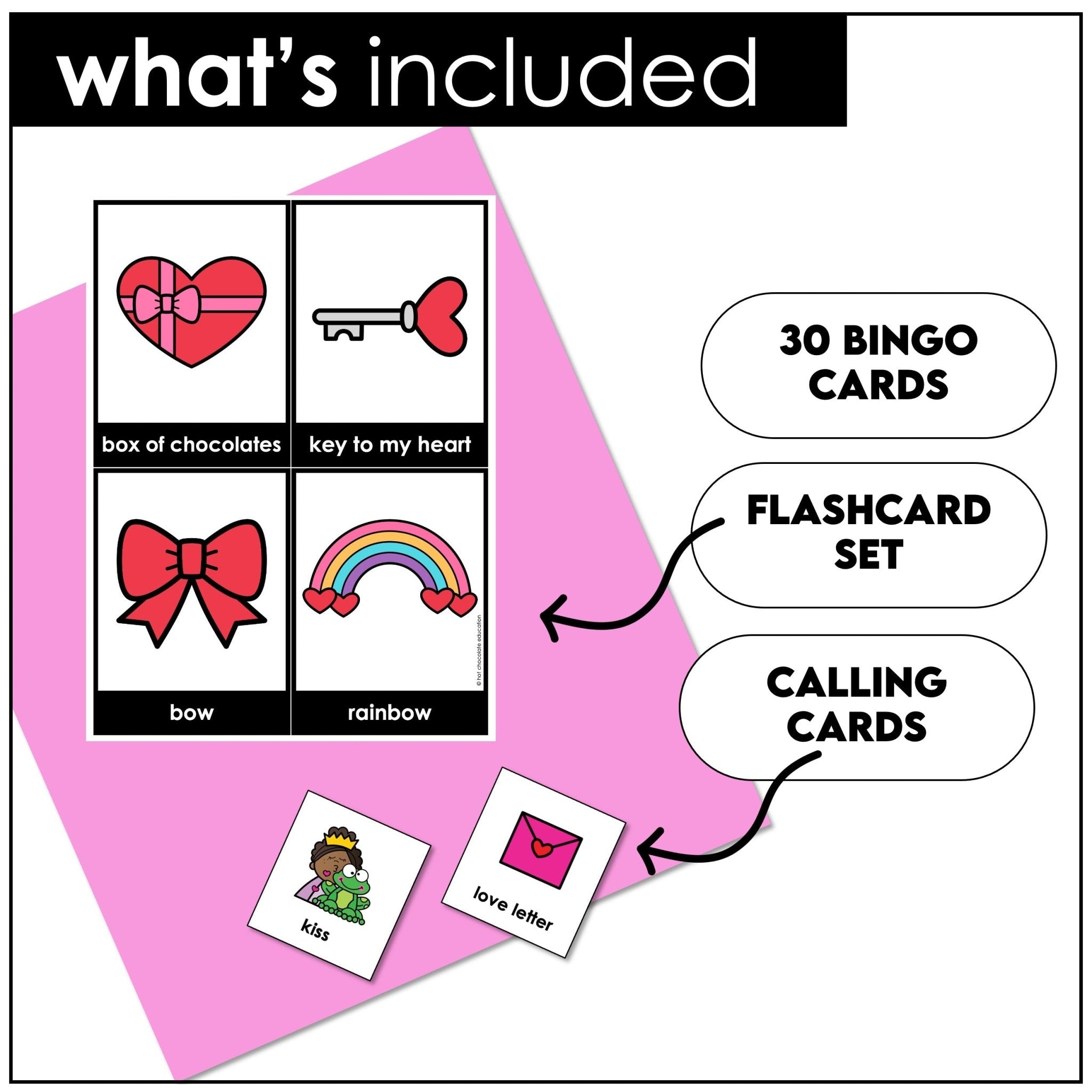 Valentine's Day Vocabulary Bingo ESL / EFL / ELL - Hot Chocolate Teachables
