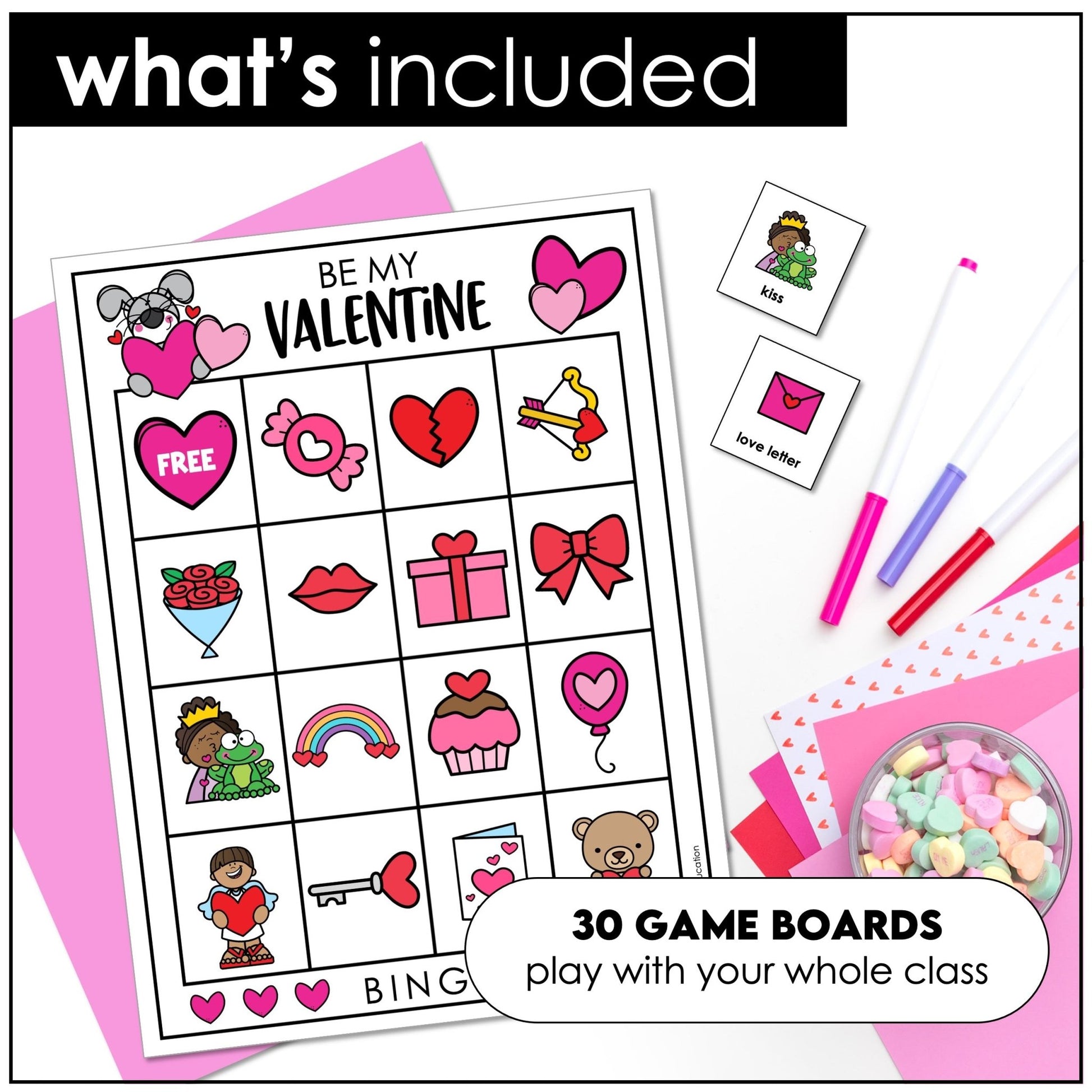 Valentine's Day Vocabulary Bingo ESL / EFL / ELL - Hot Chocolate Teachables