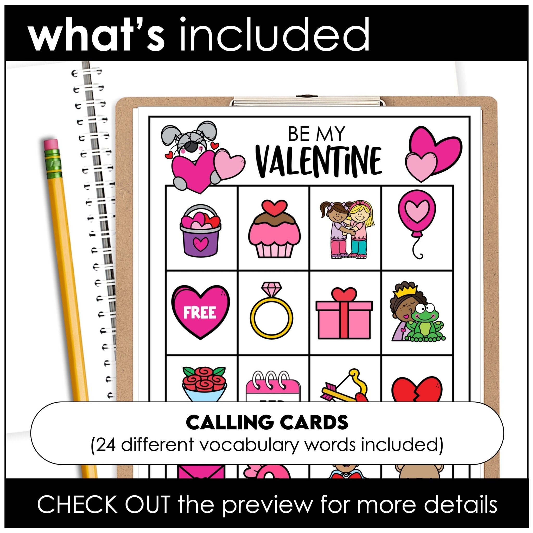 Valentine's Day Vocabulary Bingo ESL / EFL / ELL - Hot Chocolate Teachables