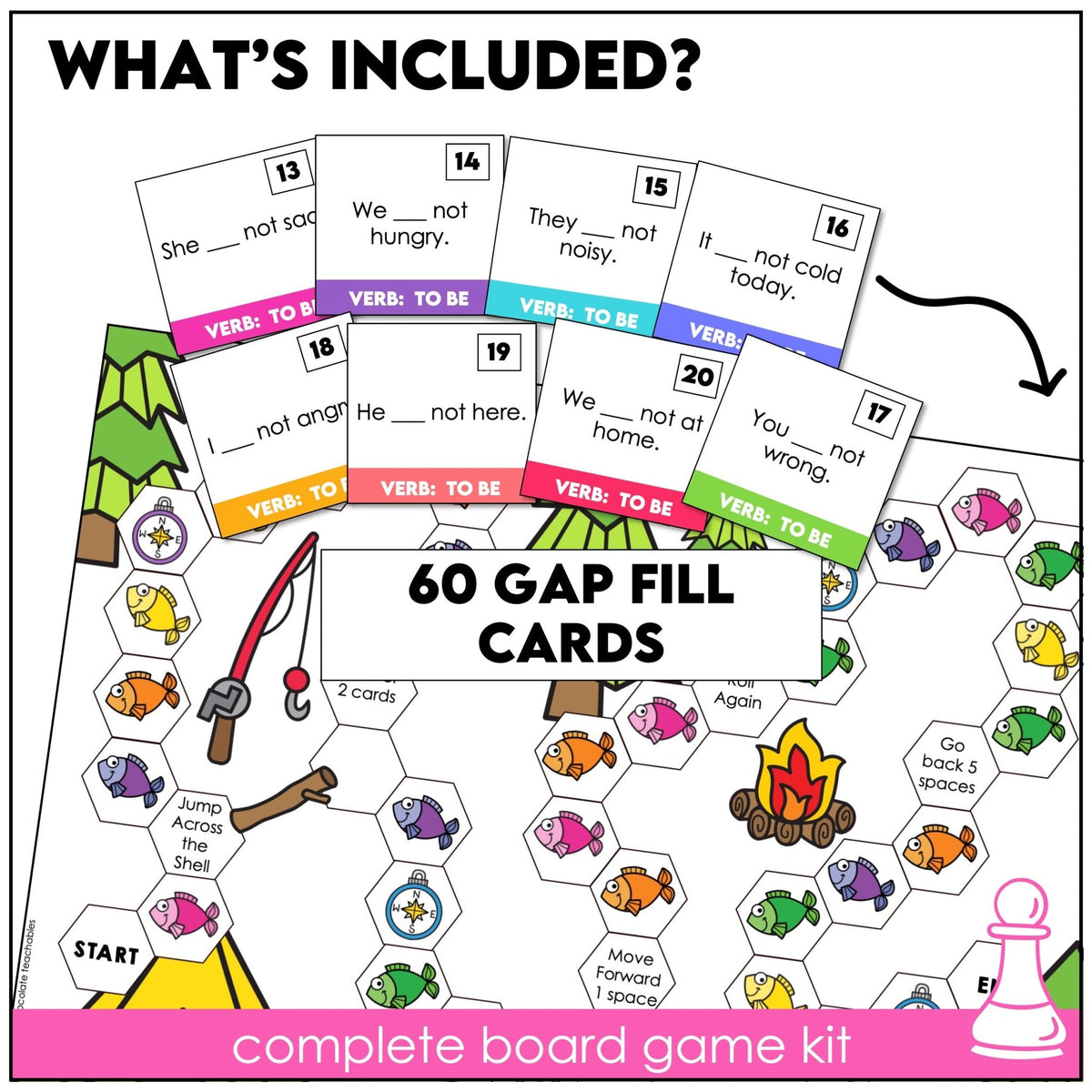 To Be Verb Board Game | Am Is Are Grammar Practice