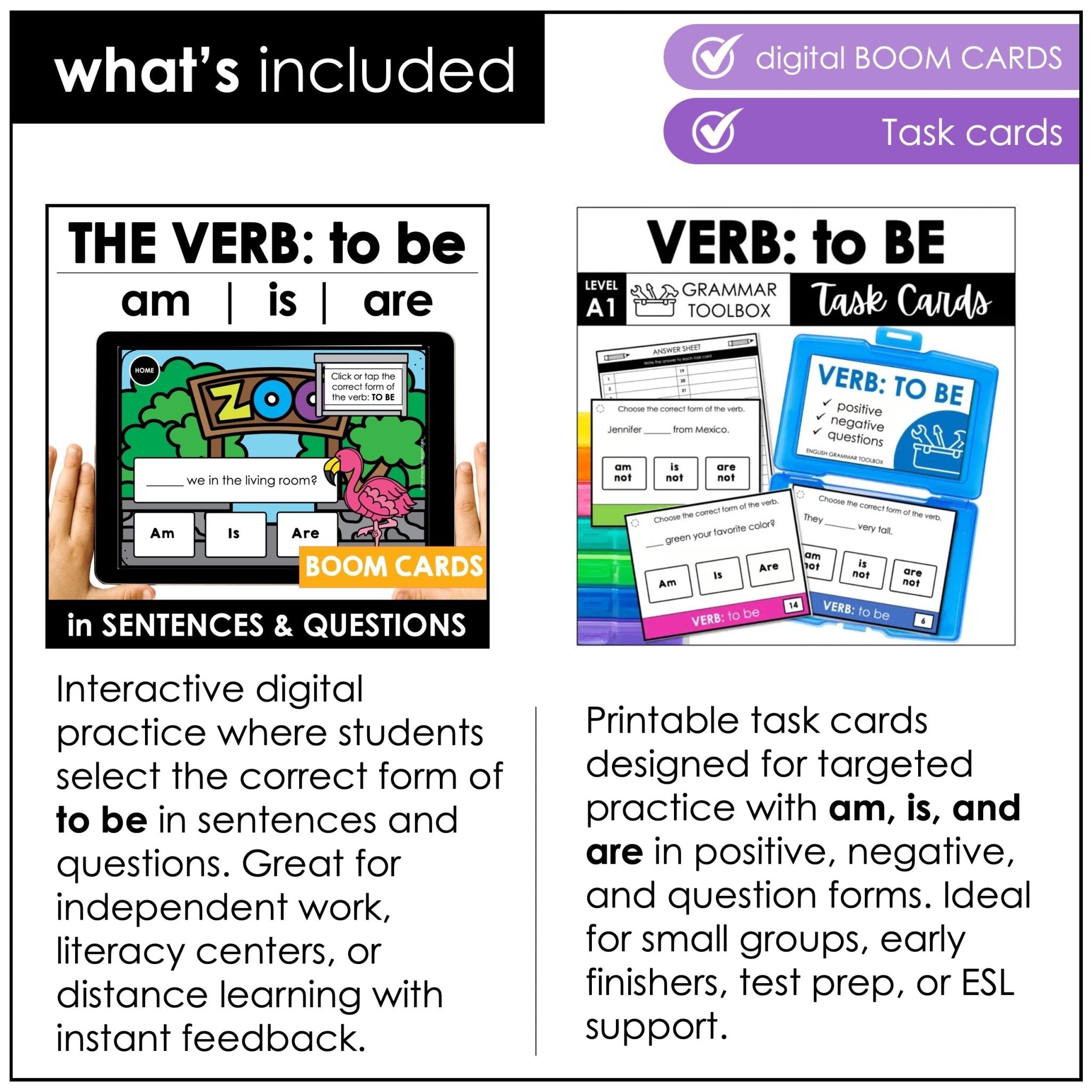 Verb To Be Grammar Games & Activities – Am, Is, Are Subject - Verb Agreement (ESL) - Hot Chocolate Teachables