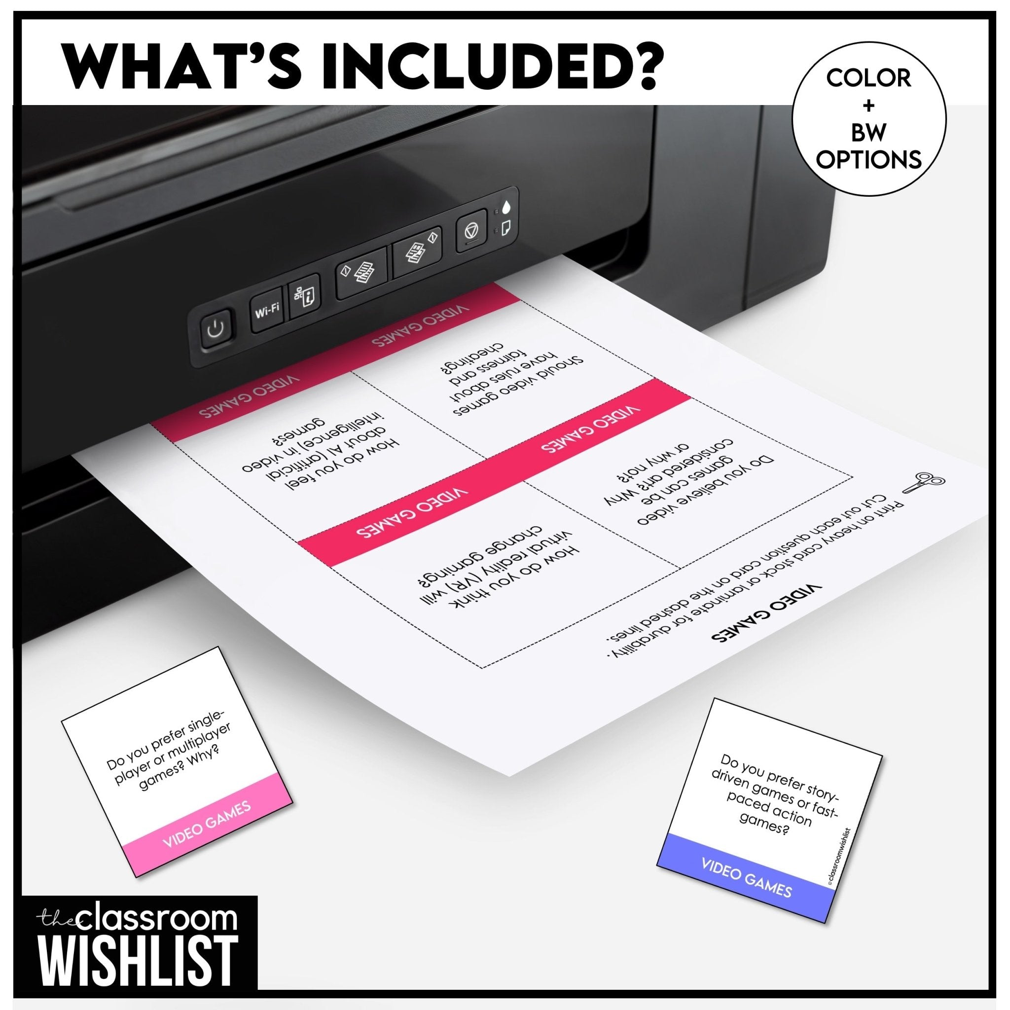 Video Games Conversation Cards | 60 ESL Question Prompts | Middle & High School - Hot Chocolate Teachables