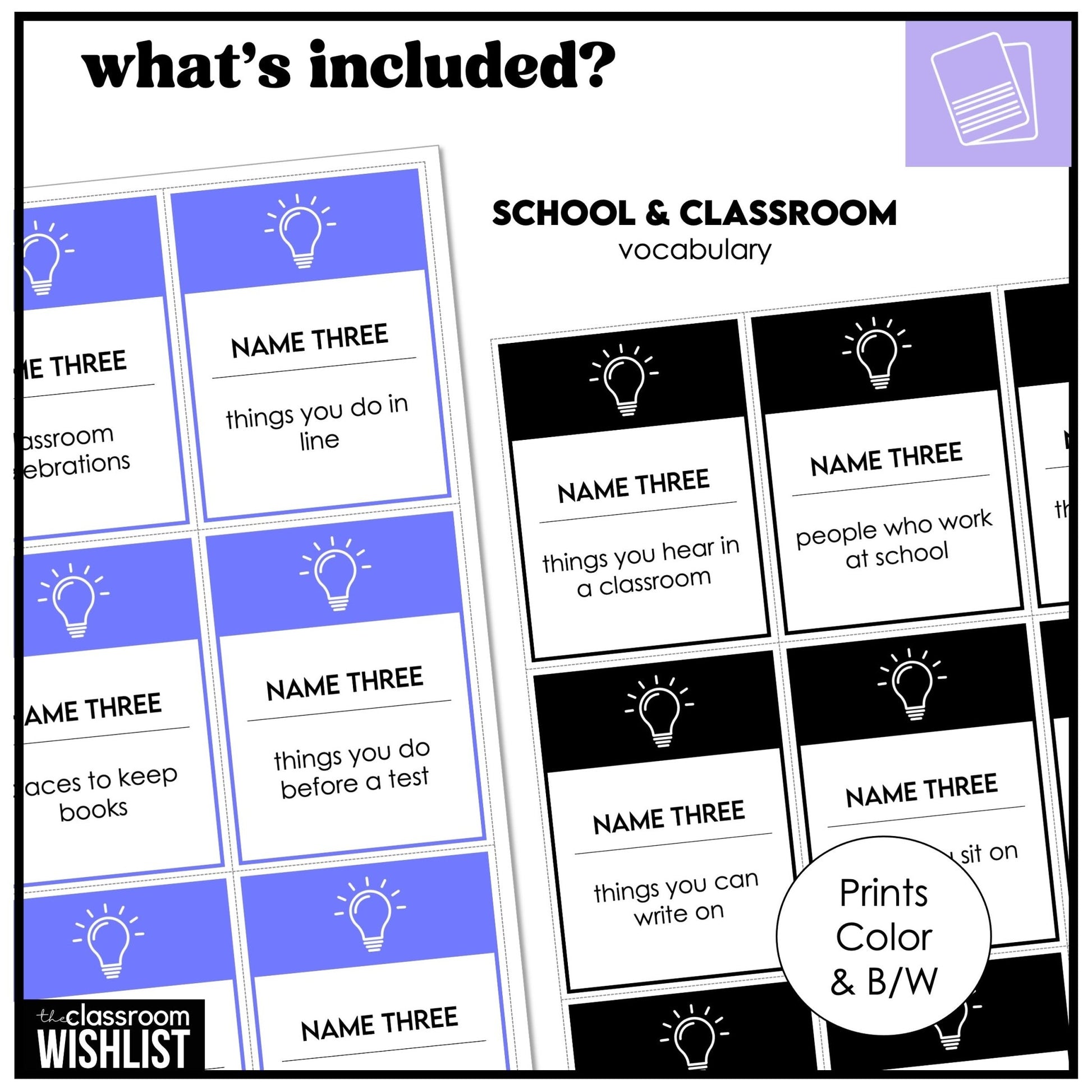 Vocabulary Building Speaking Card Game | Name 3 Things Prompts ESL, ELL, Speech - Hot Chocolate Teachables