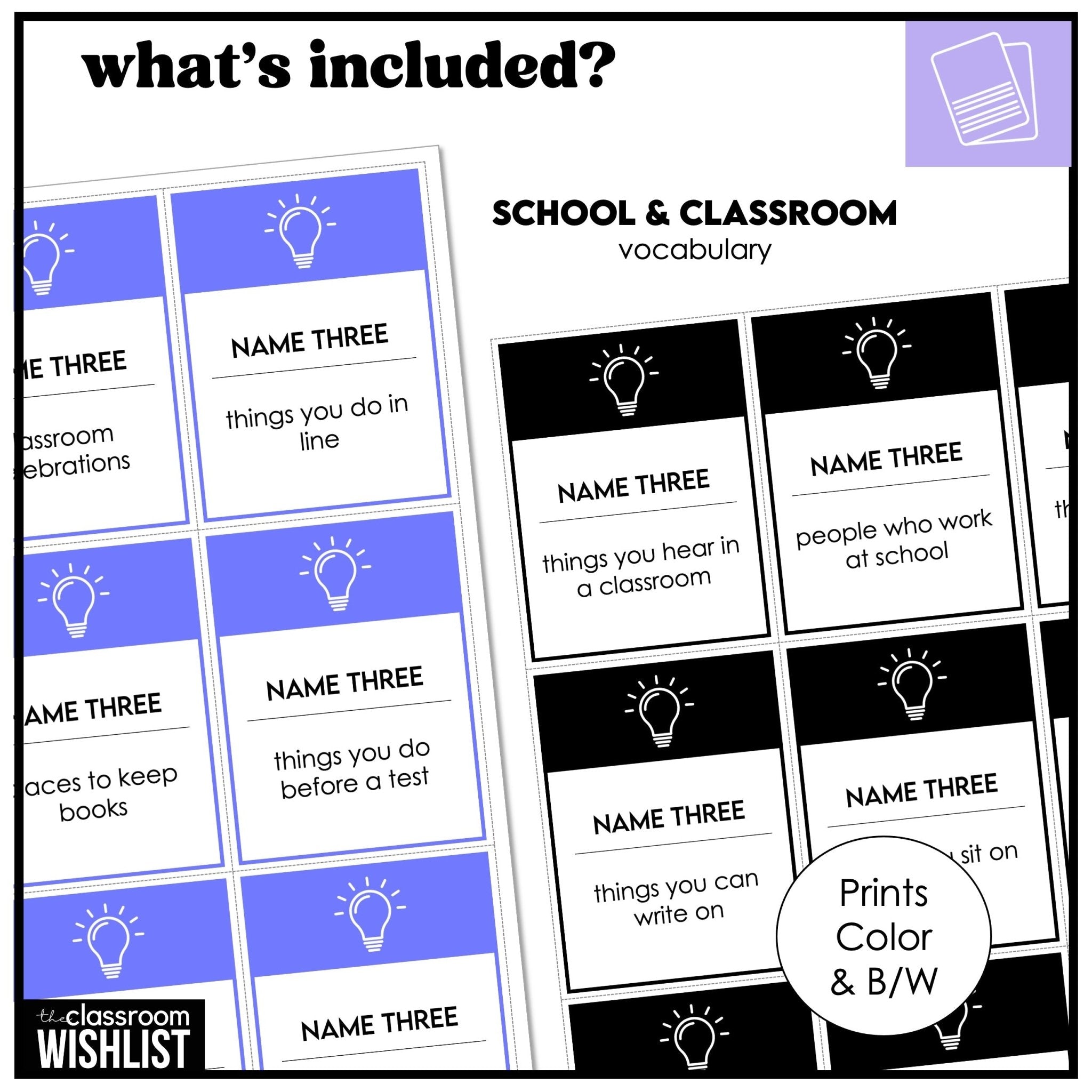 Vocabulary Building Speaking Card Game | Name 3 Things Prompts ESL, ELL, Speech - Hot Chocolate Teachables