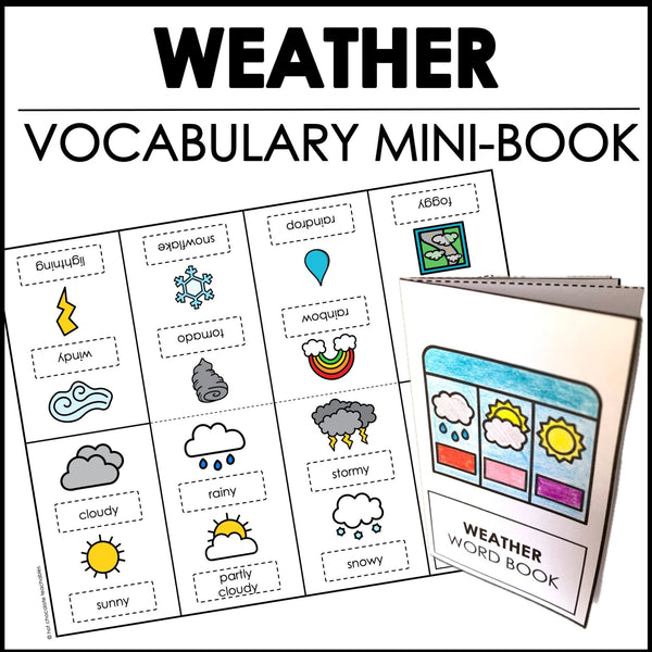 Weather Vocabulary Mini-Book | Basic Climate Vocabulary Picture Dictionary - Hot Chocolate Teachables